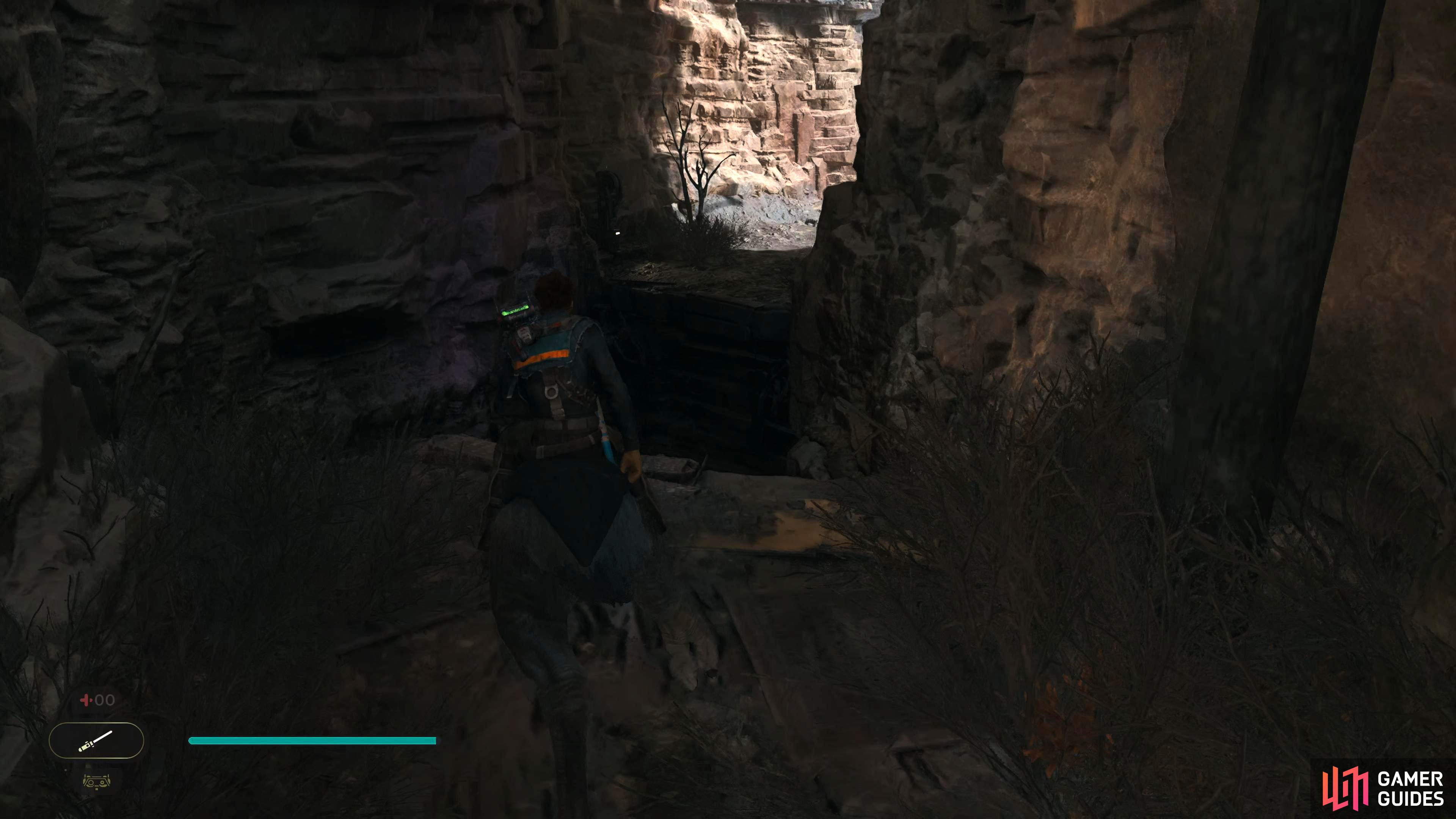 You can use the mount to jump across the gap, although we're not sure where it ends up…