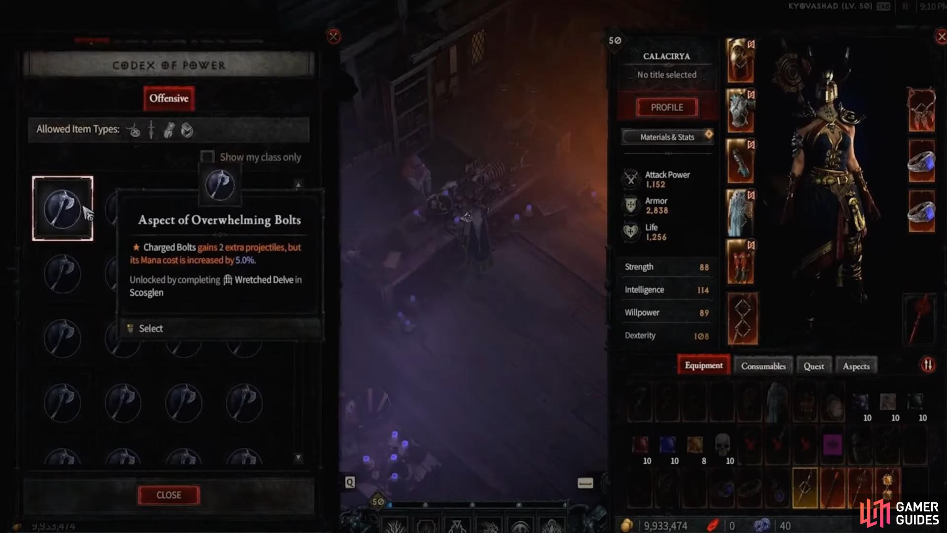 Players can visit the Occultist to modify legendary affixes using Diablo 4’s Codex of Power system. Image via Blizzard Entertainment.