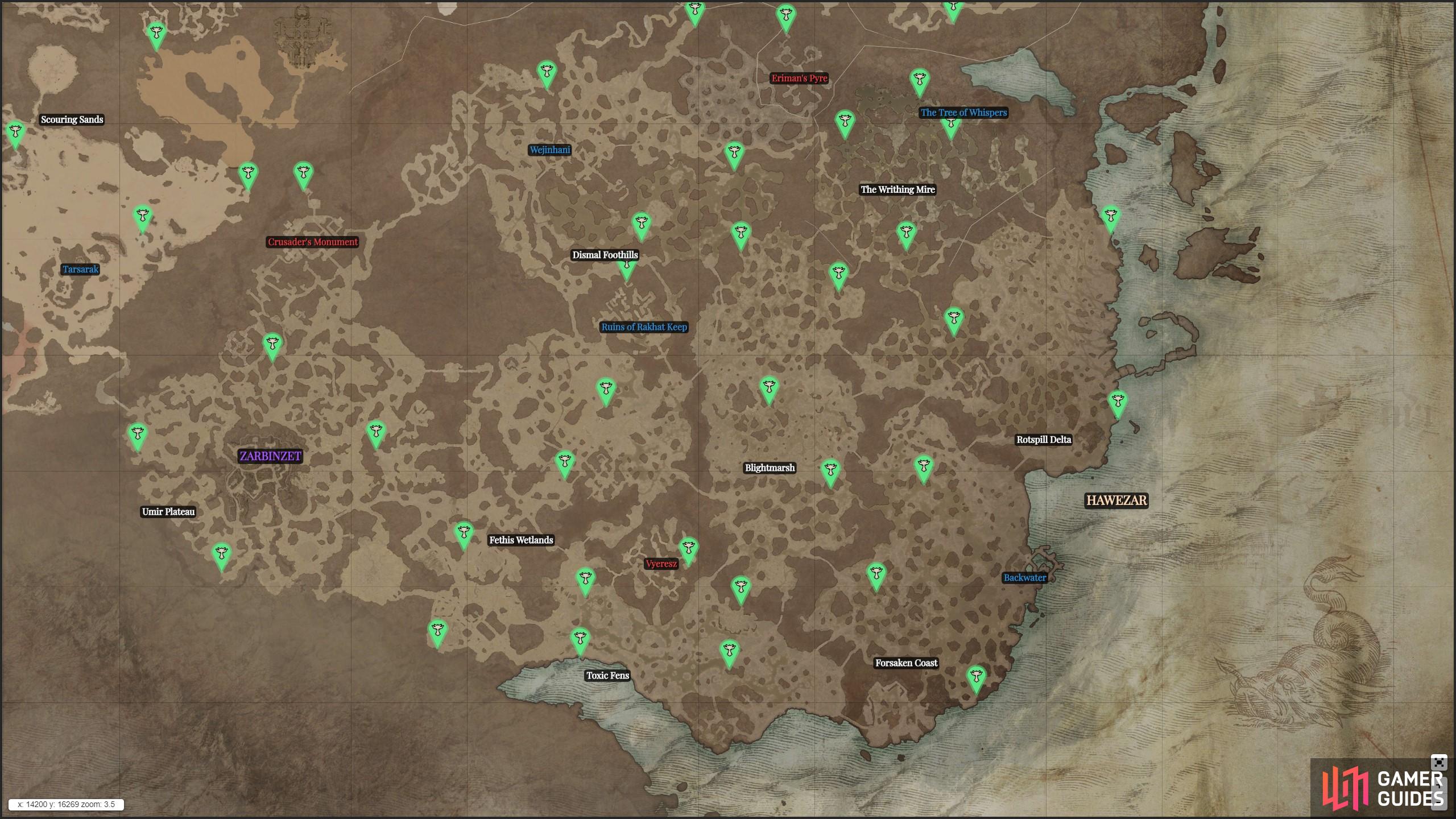 Here is a Hawezar Altar of Lilith Statue locations map.