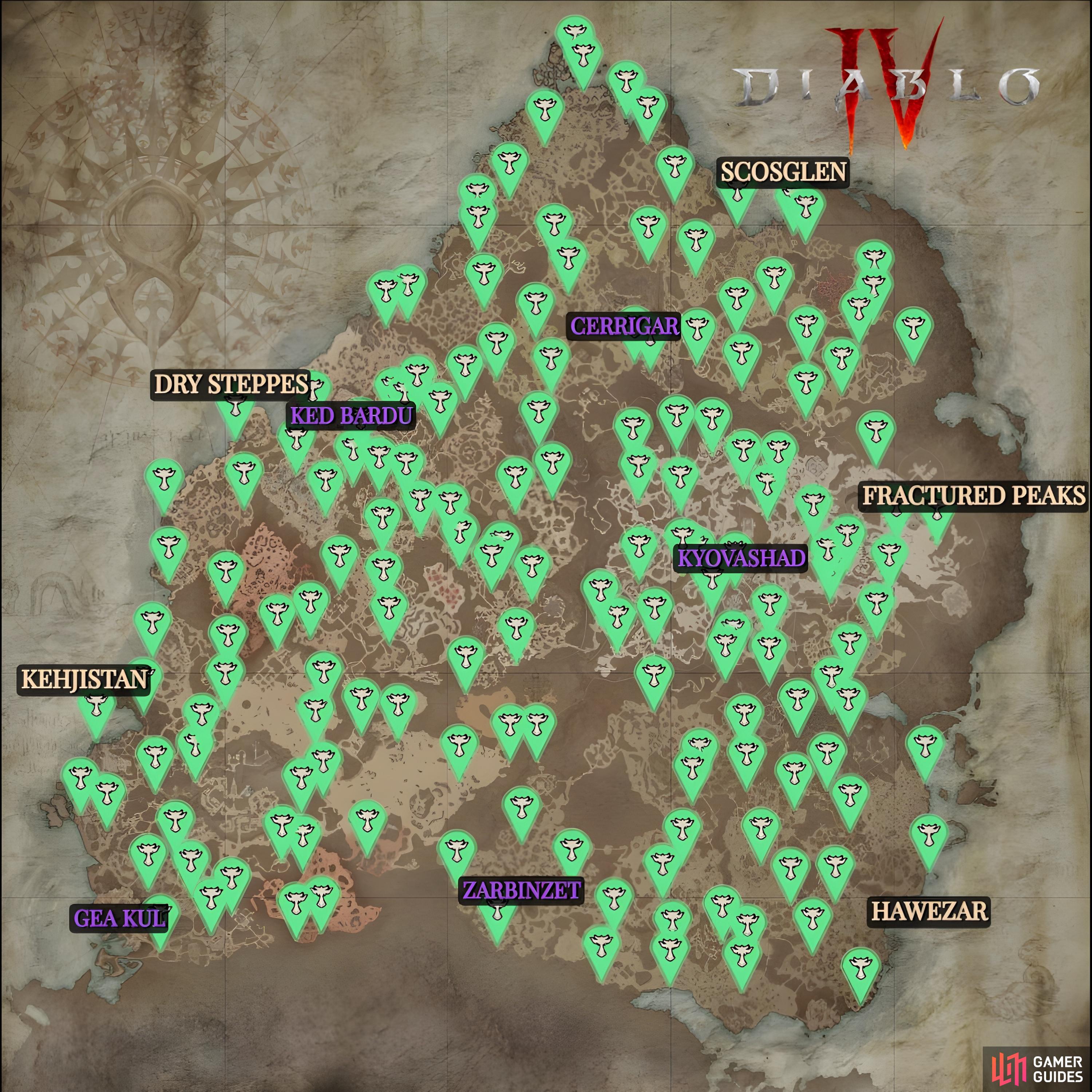 Here is a Diablo 4 Lilith Alter map, showcasing where to find all Lilith statues in Diablo 4.