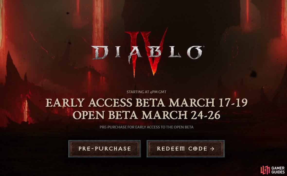 You can redeem any Diablo IV Early Access beta codes from this site.