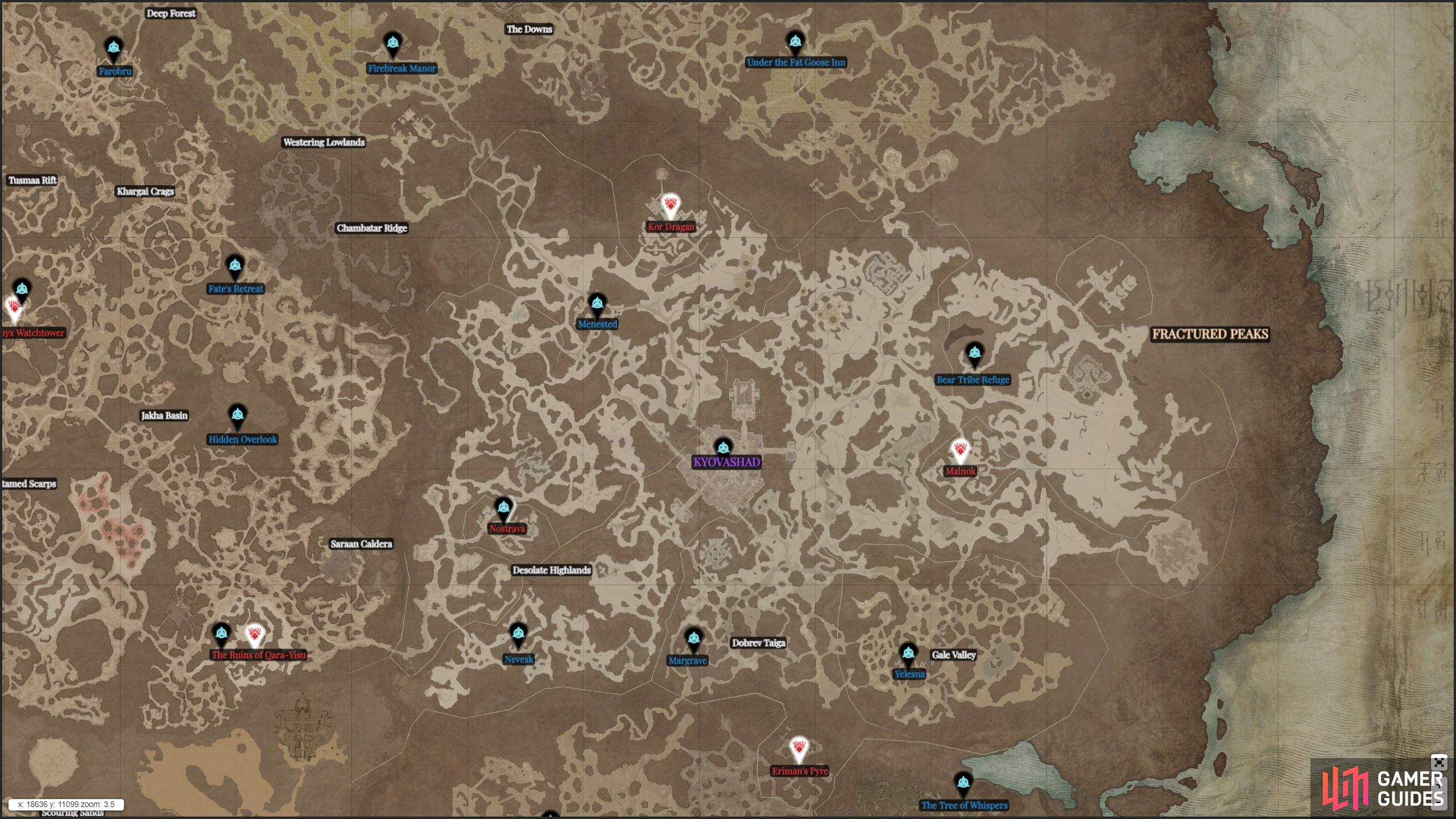 Here are all Diablo 4 Stronghold locations in Fractured Peaks.