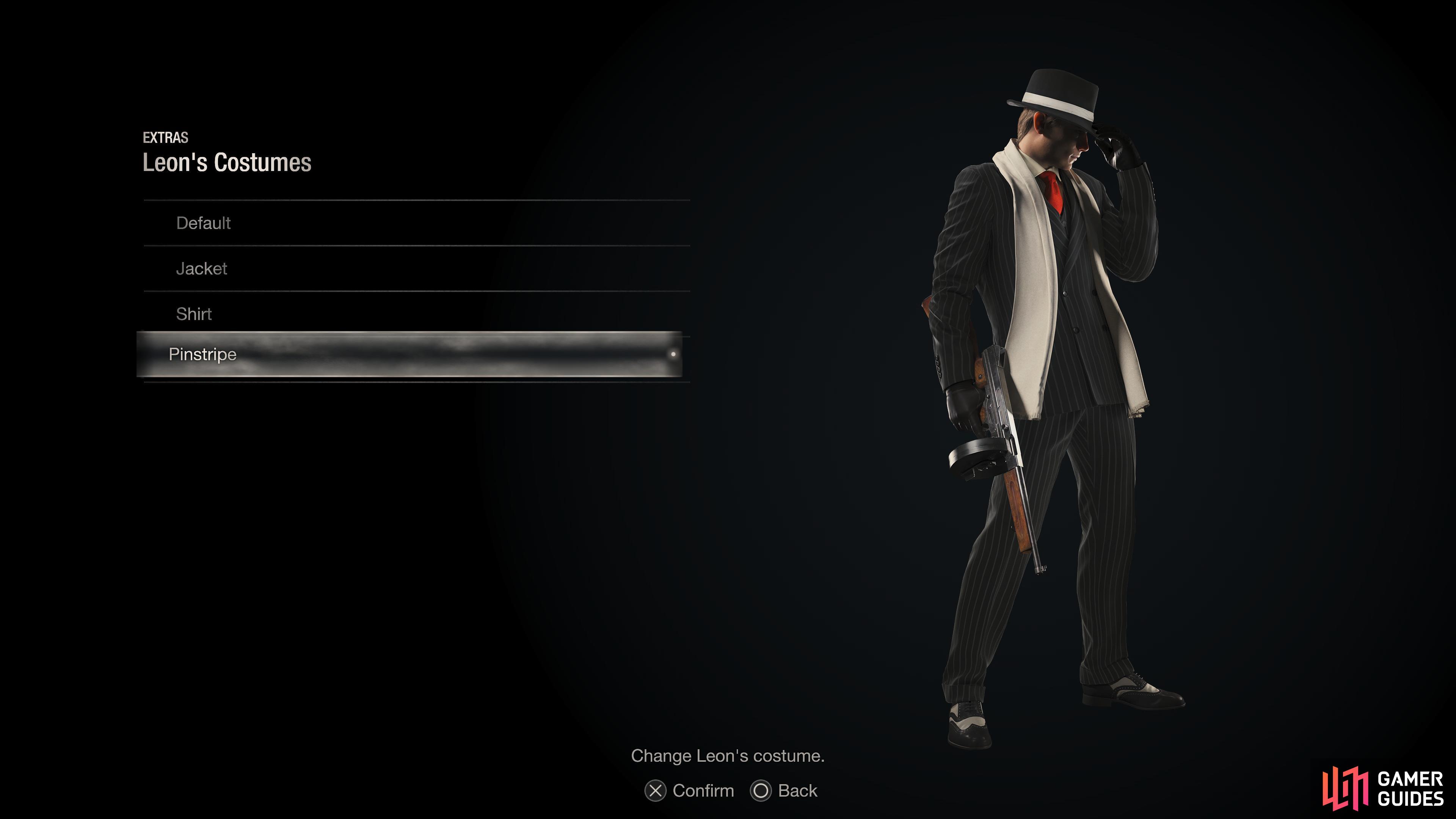 The Pinstripe is a costume for Leon in Resident Evil 4 Remake.