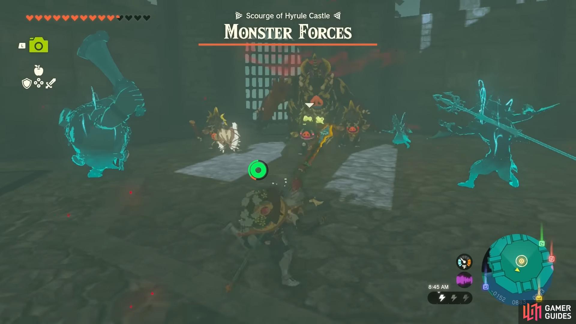 The first !Hyrule Castle Monster Forces battle containing !Bokoblins and a Boss !Bokoblin