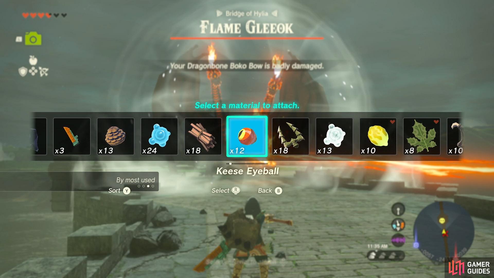 Taking advantage of the homing !Keese Eyeball arrows to hit the !Flame Gleeok eyes