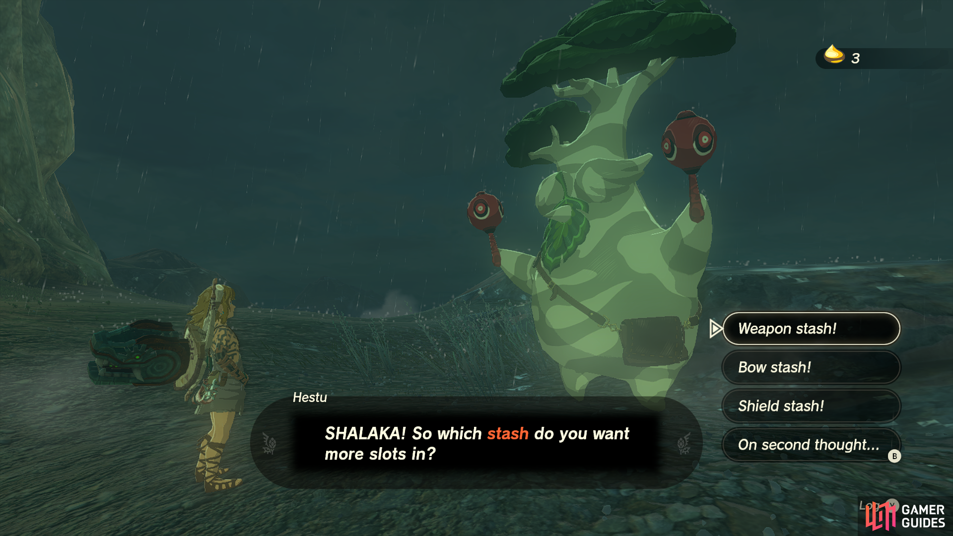 You can increase your inventory stash by one for a single Korok Seed.