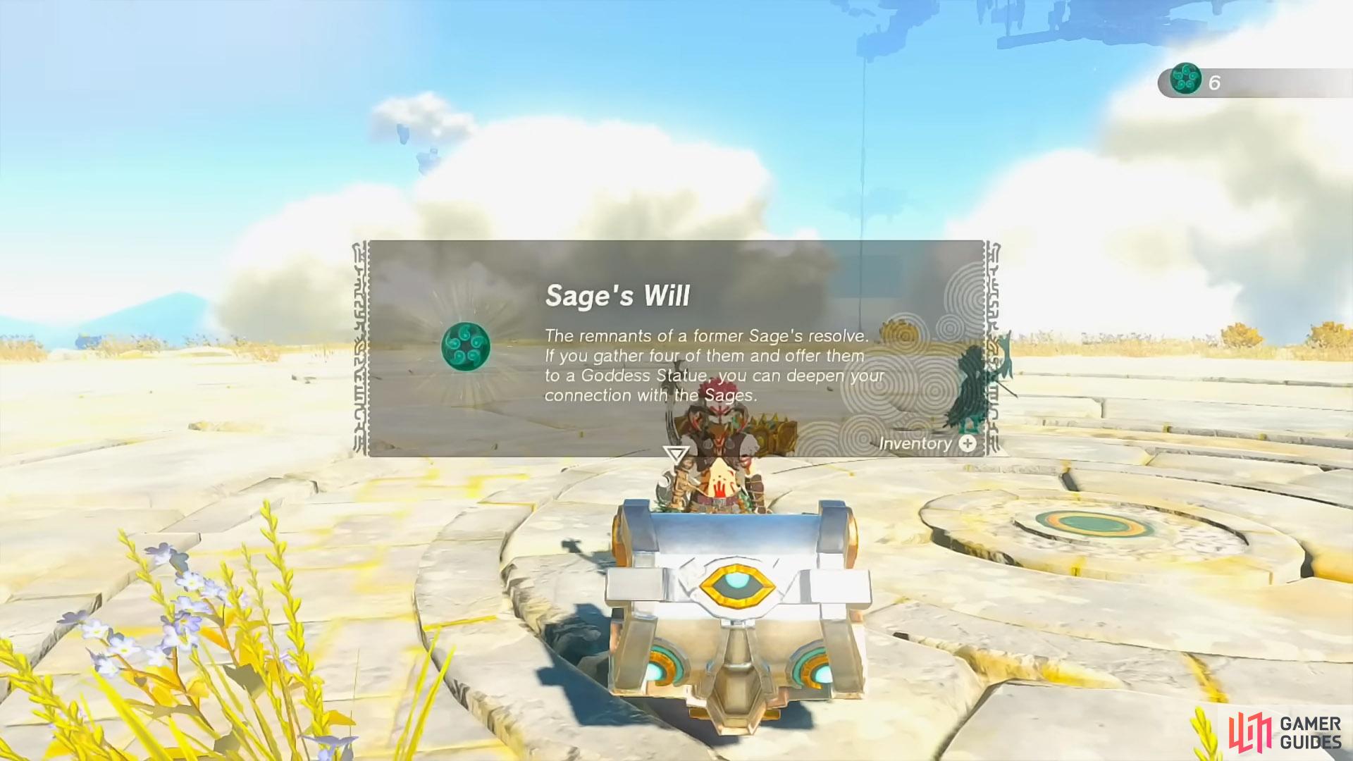 Acquiring a Sage’s Well from a chest from one of the sky islands