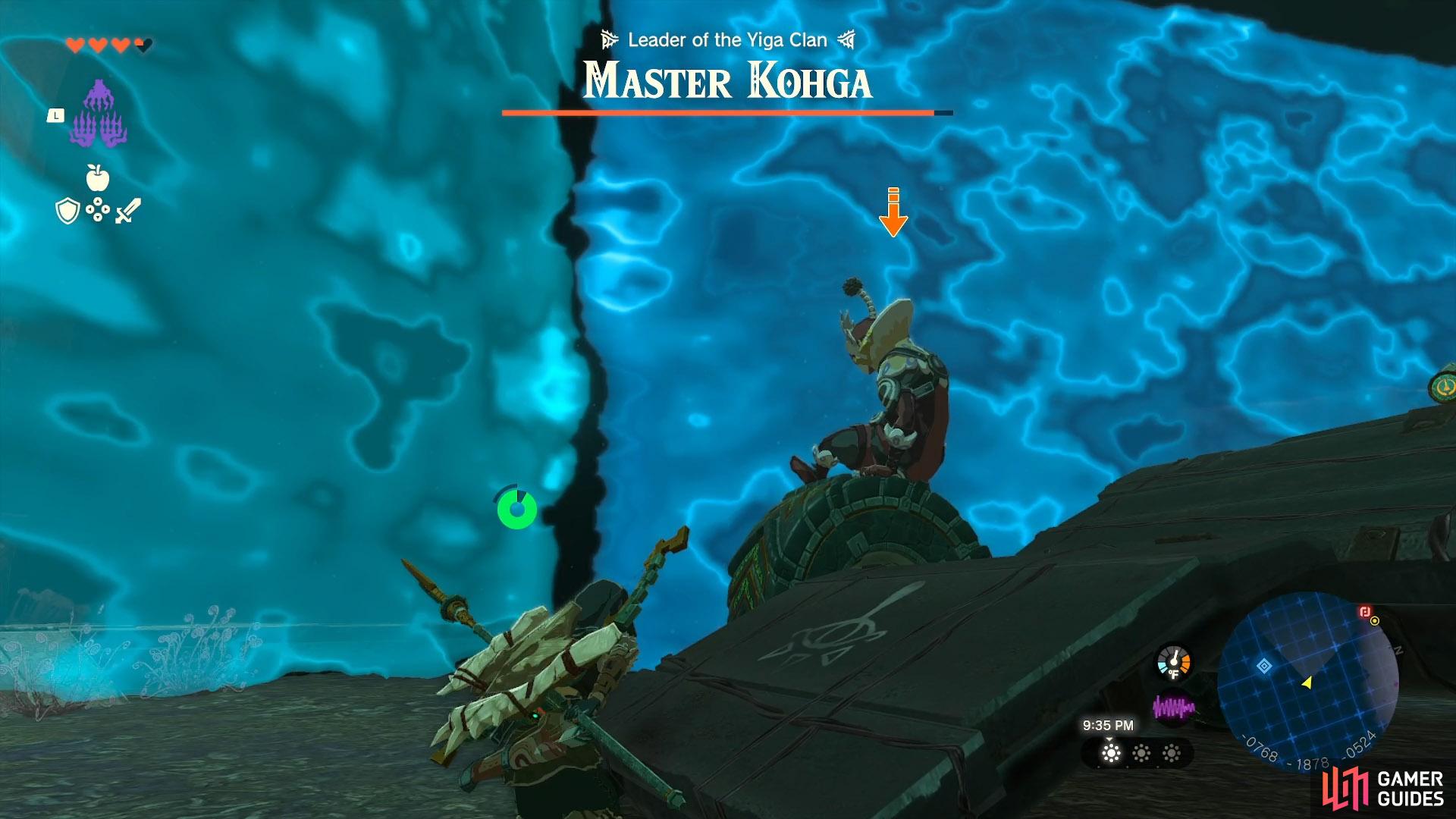 Master Kohga stunned after receiving a hit from an arrow