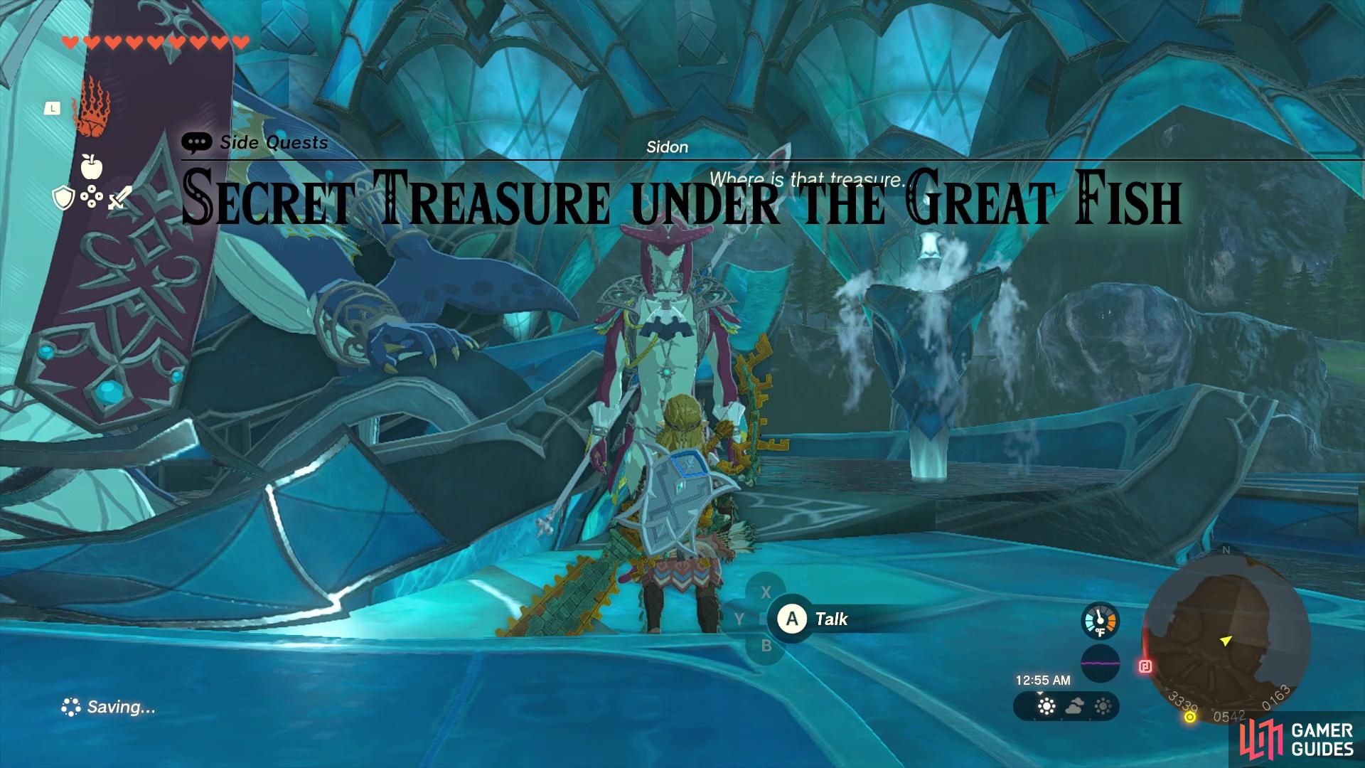Sidon will give you a side quest to hunt down some treasure.