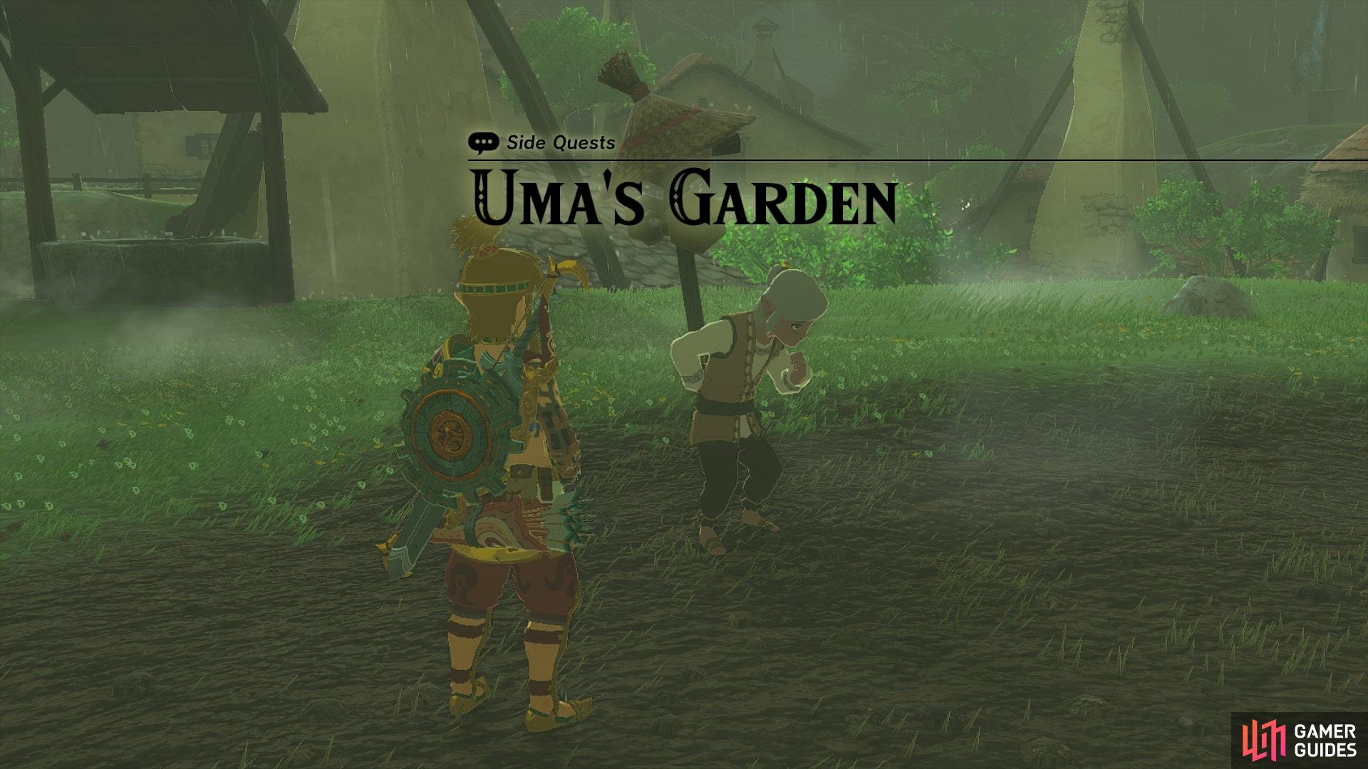 Starting Uma’s Garden gives Link the ability to grow crops near the Hateno Village school.