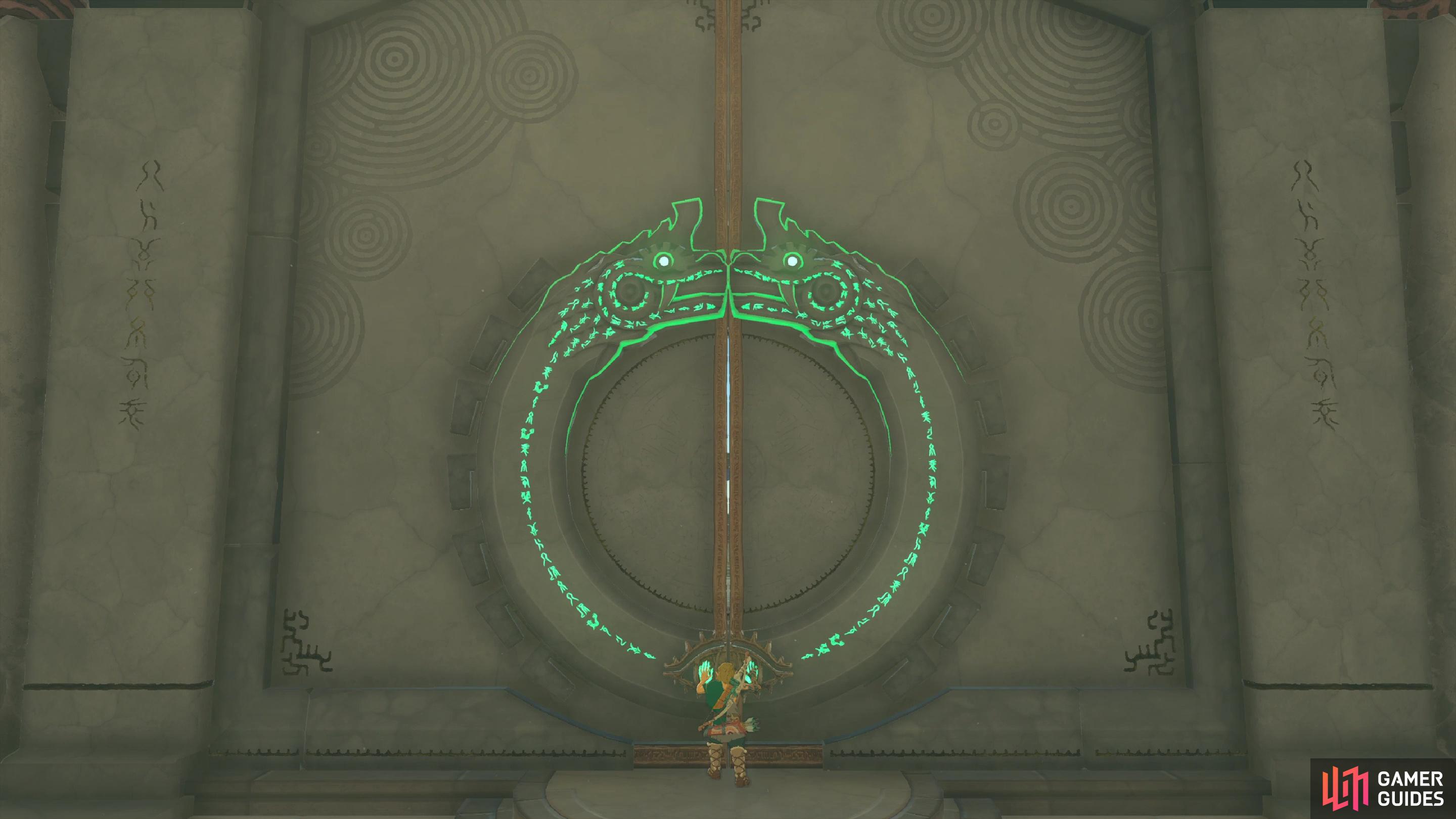 Complete four shrines to gain enough power to open a door at the northern end of the Temple of Time, beyond which you’ll be able to leap down to Hyrule Kingdom.