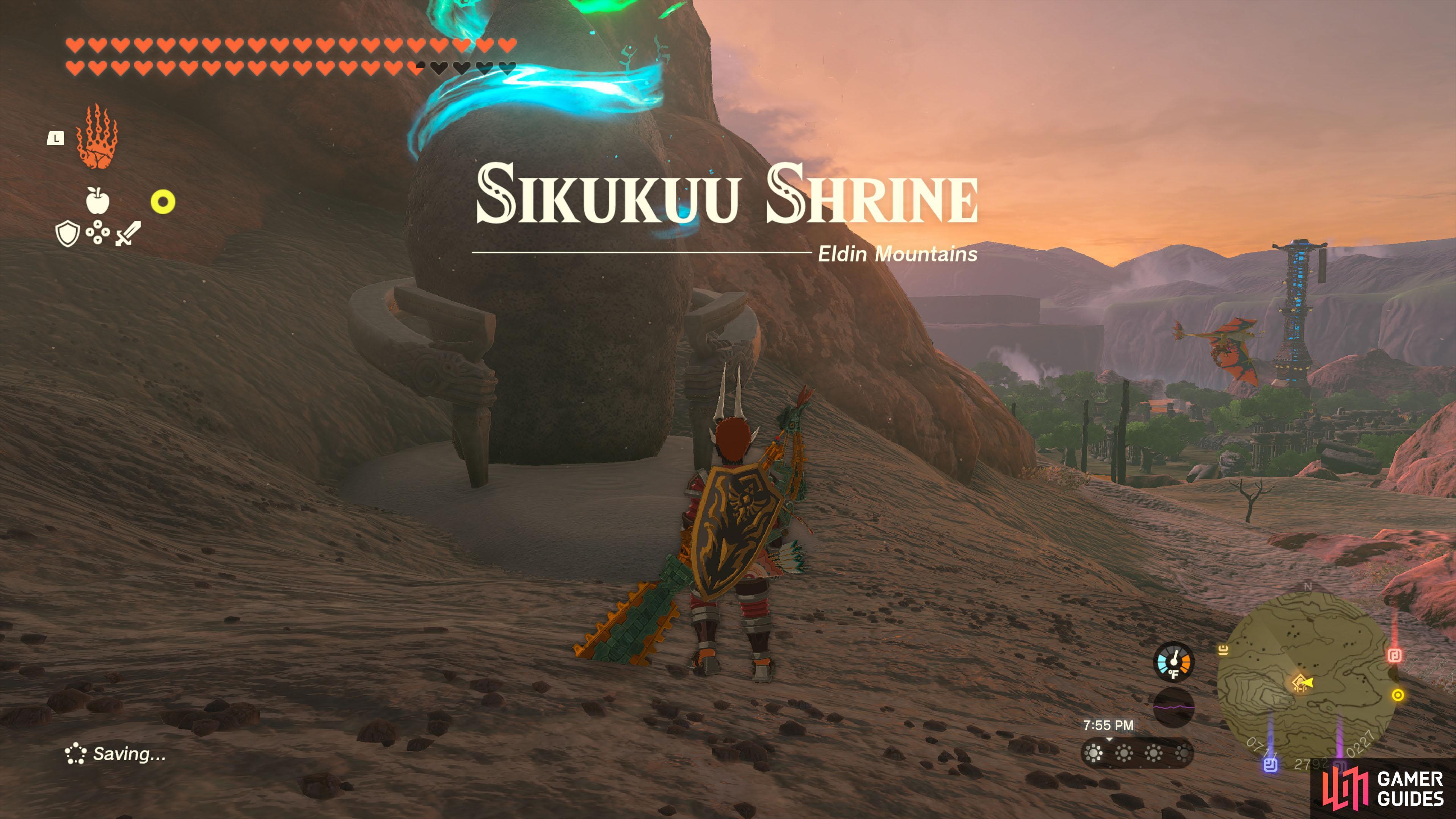 You can find the Sikukuu Shrine in the Eldin Mountains.
