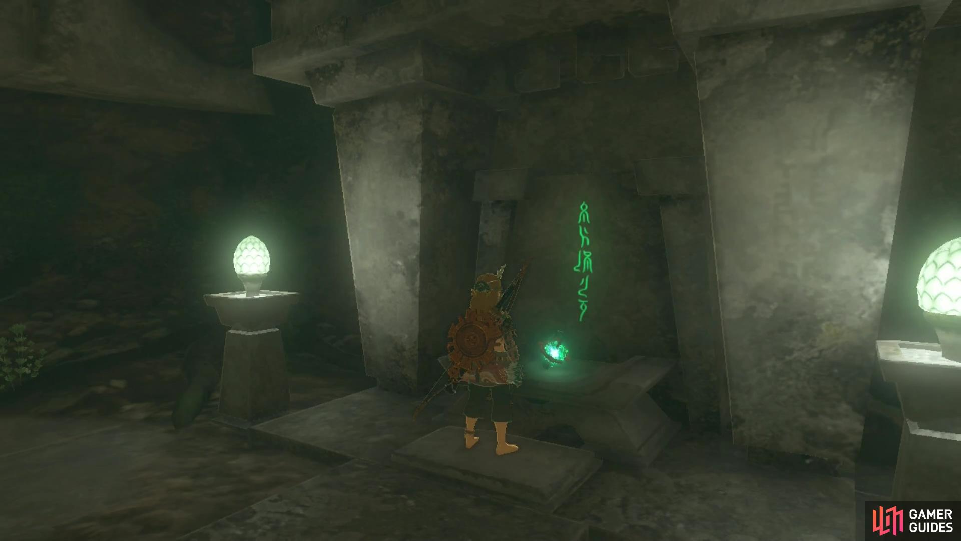Find the final temple room at the end of the lake, and offer up a Zonai Charge at the altar.