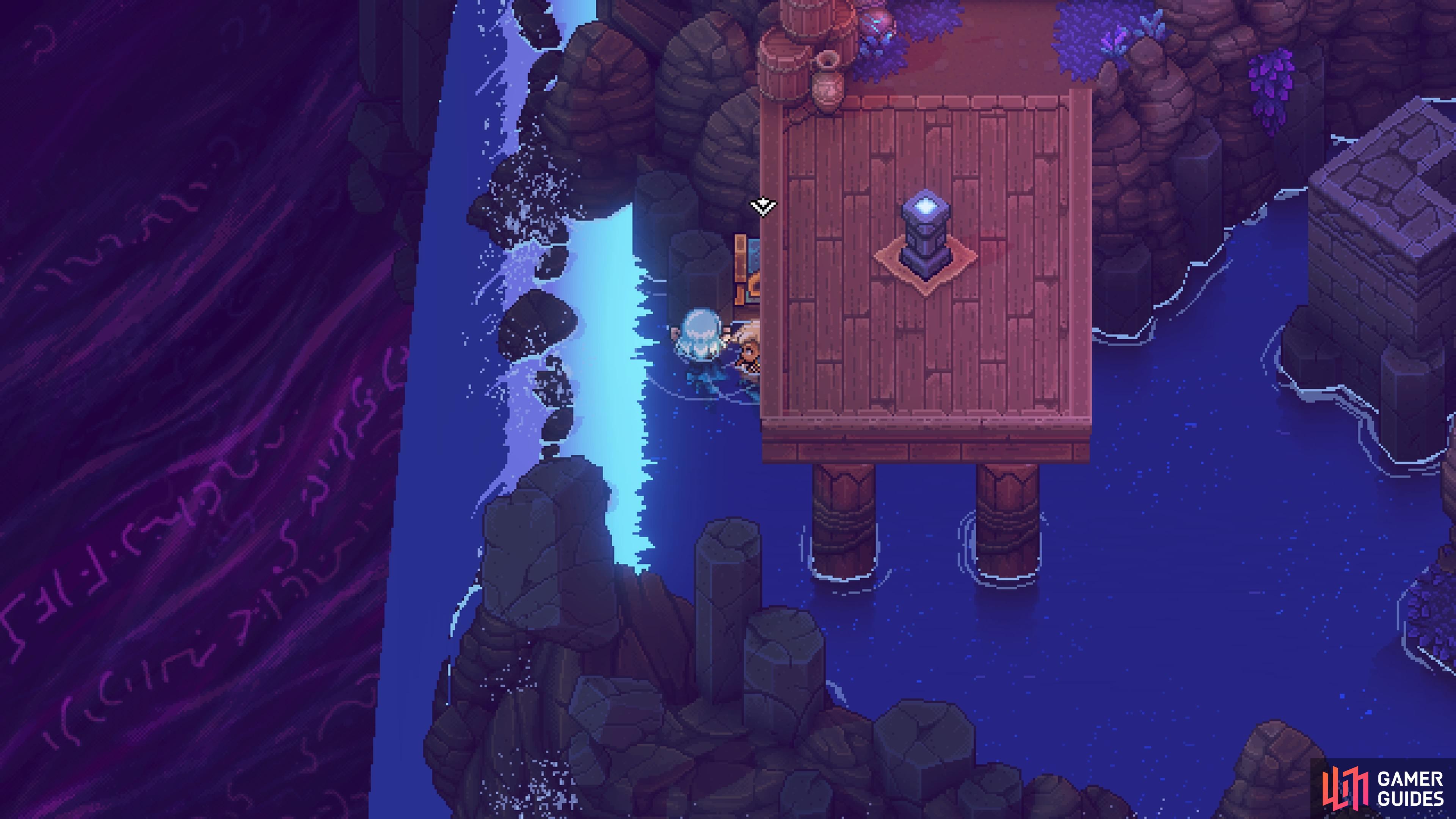 Swim underneath the pier here, in the Turquoise Room, to find a chest with a Rainbow Conch.