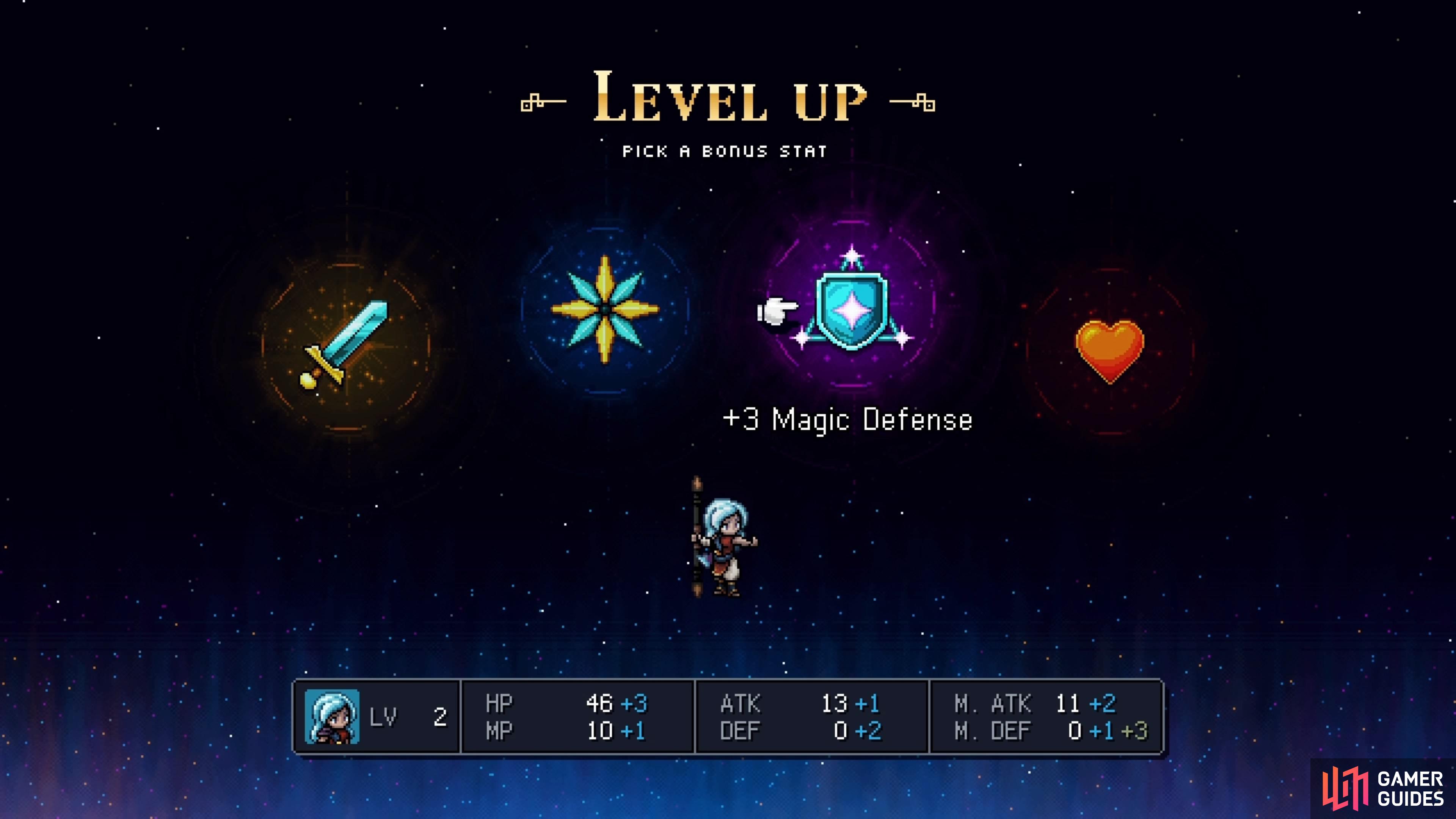 You’ll be able to choose a bonus stat increase each time you level up.