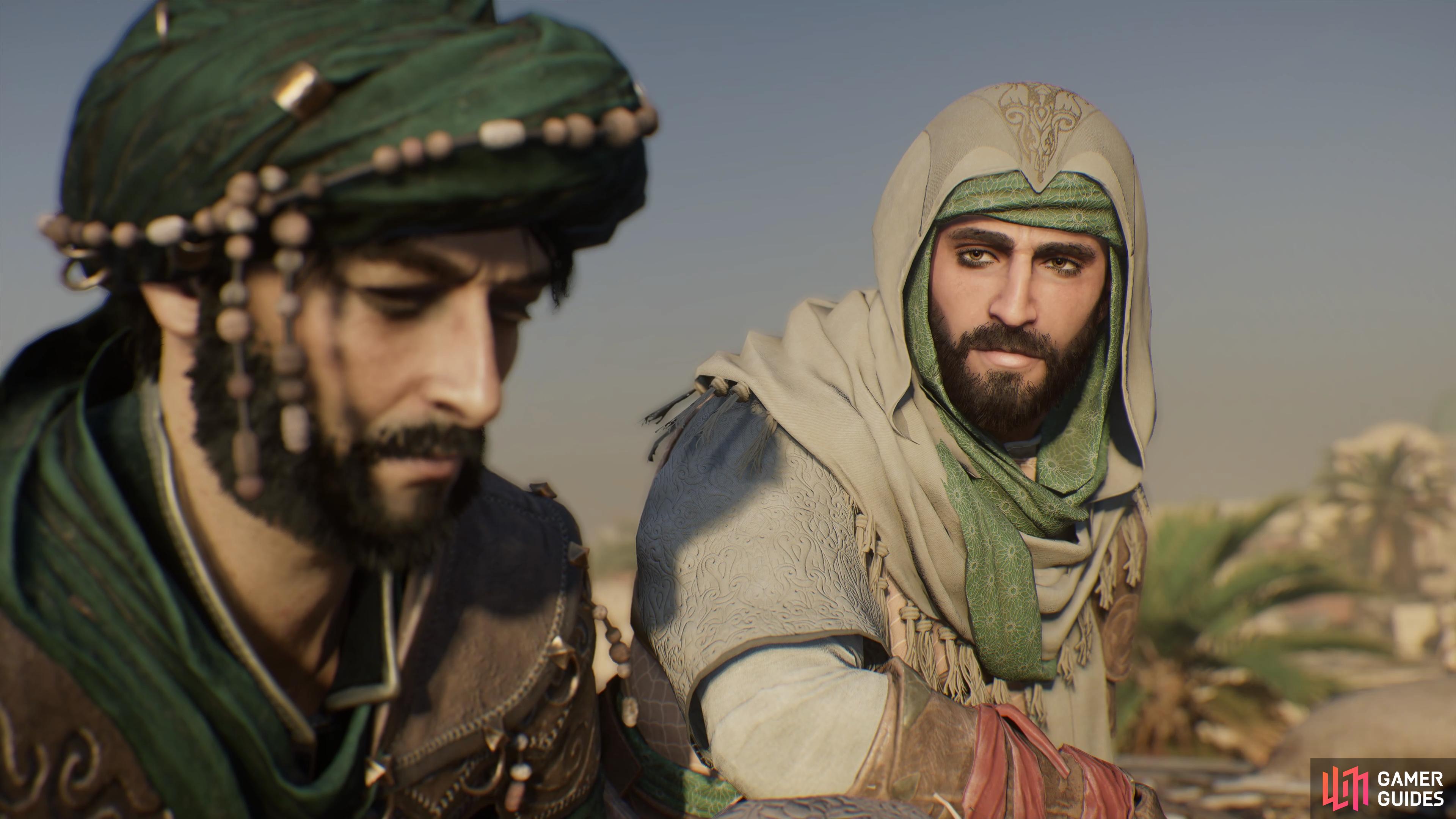 The Al-Mardikhwar investigation in Assassin’s Creed Mirage. Pictured: Basim and Ali.