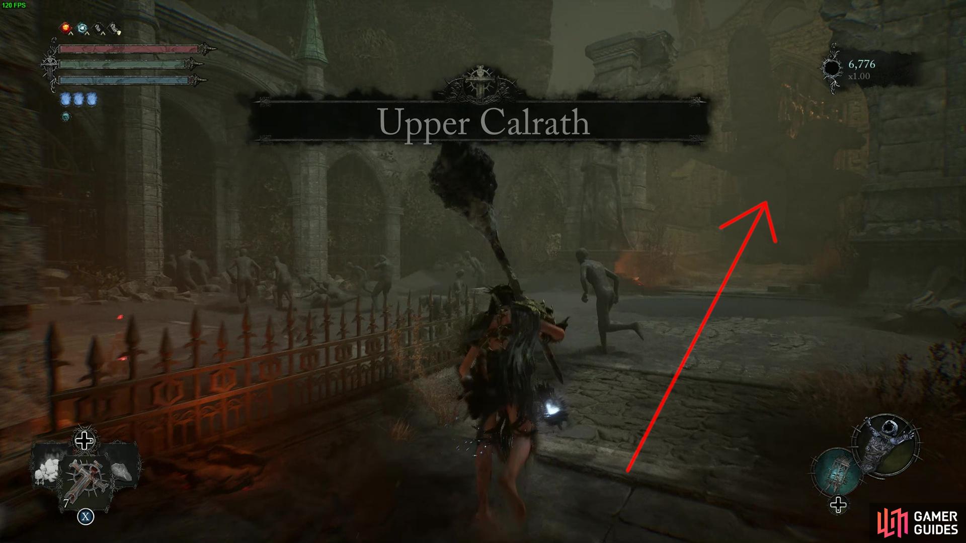 Once all five are done, complete Upper Calrath and battle a boss, then move towards this door opposite the Upper City Calrath Vestige room, and then interact with it.