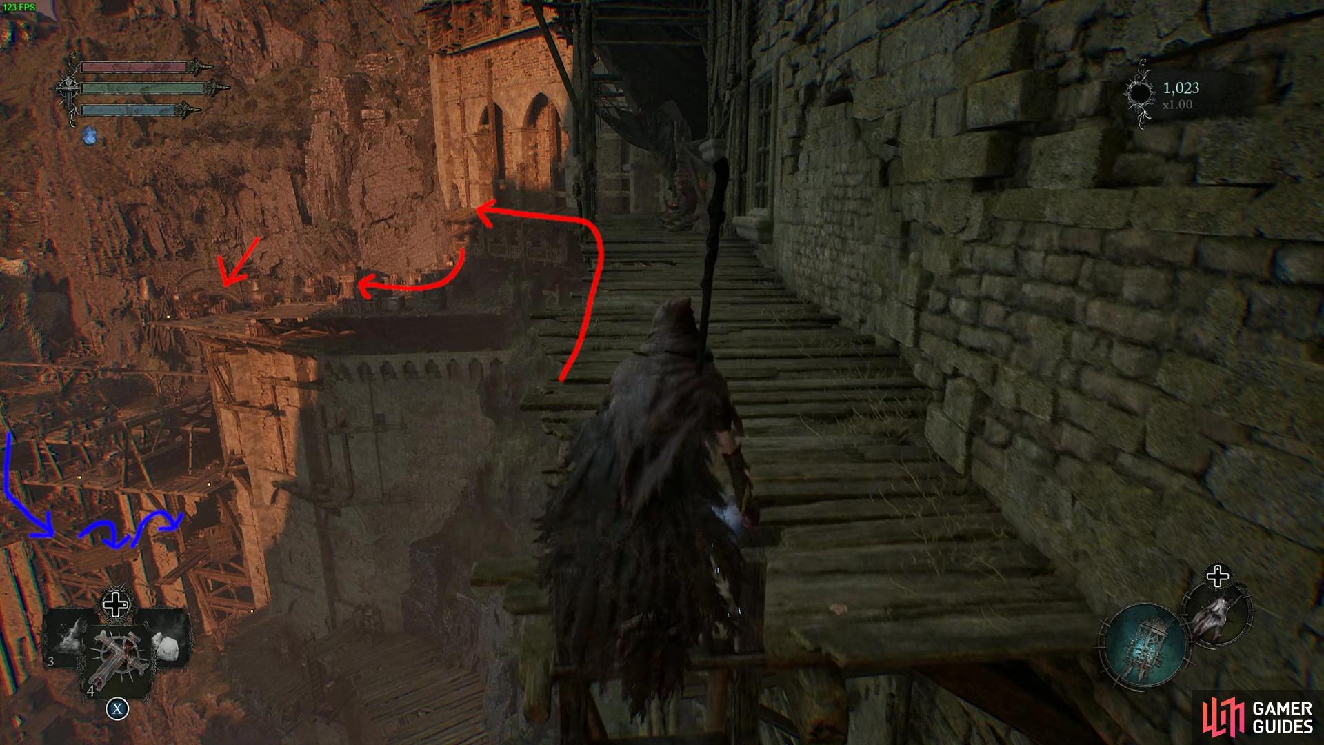 Follow the red path to make it to the Sanctuary Vestige. The blue takes you to a notable pathway which we discuss at the bottom of the Pilgrim’s Perch Walkthrough.