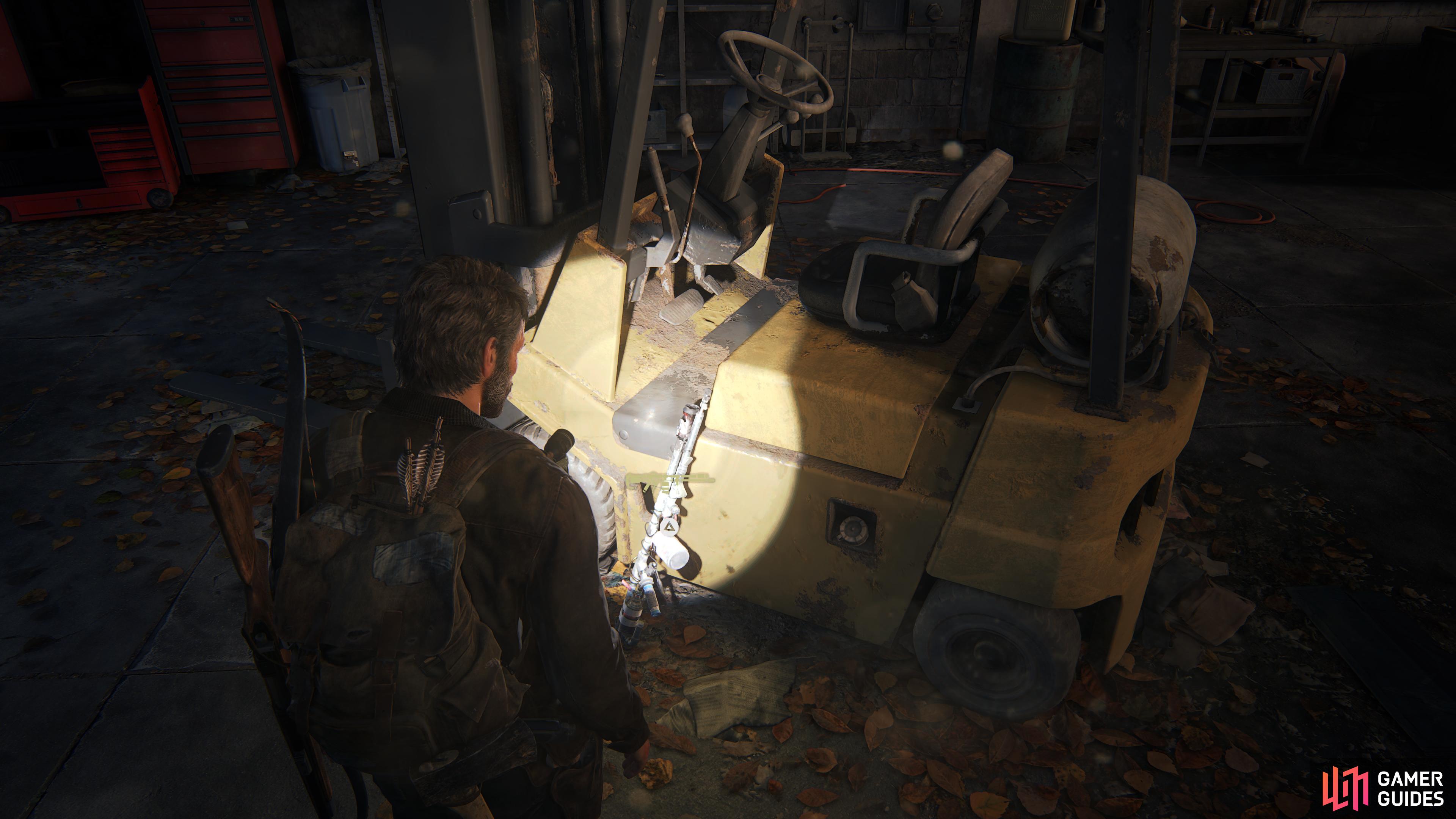 The Flamethrower can be found leaning against a forklift.