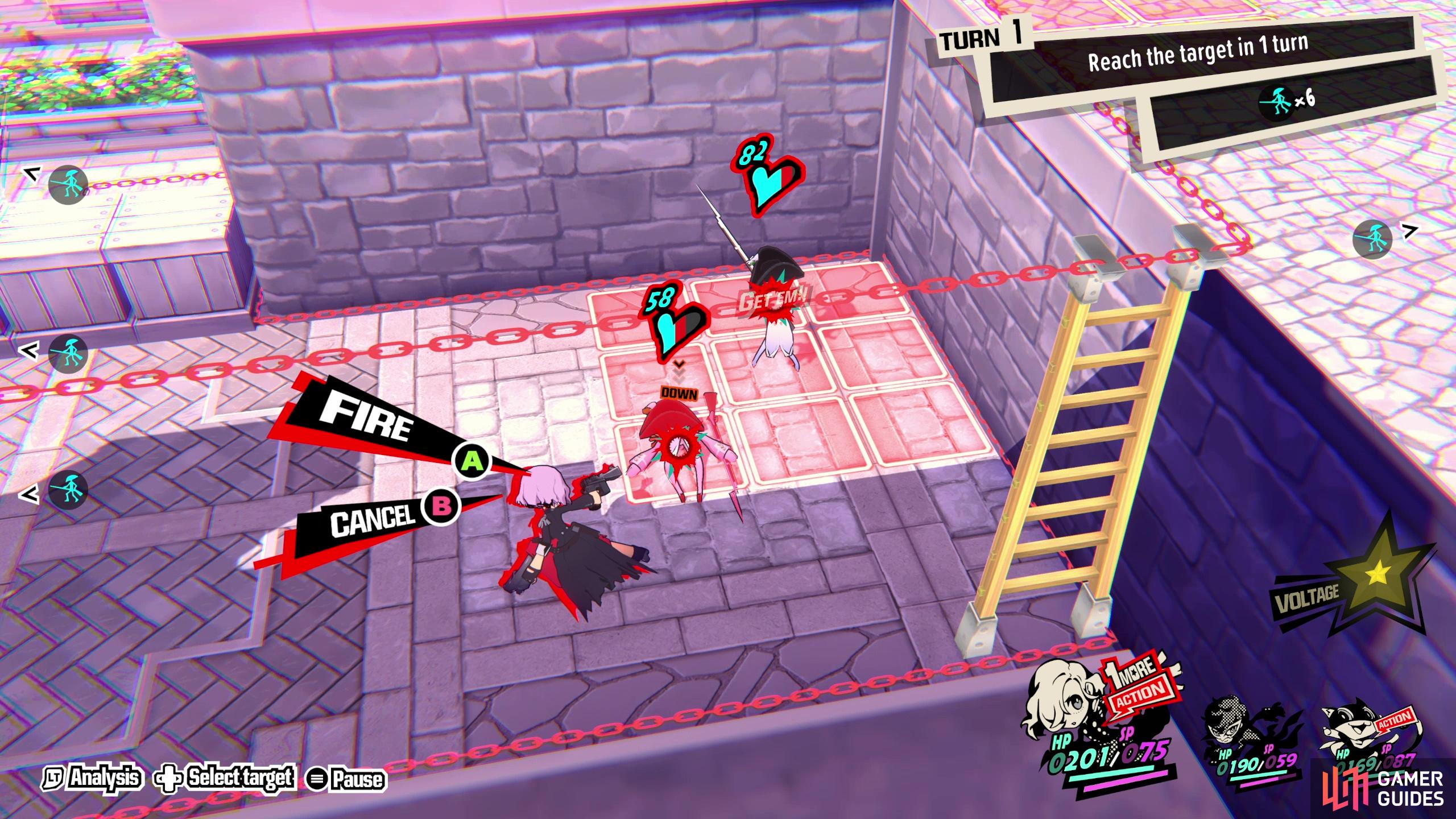 Climb down a ladder and shoot the two enemies Joker knocked down earlier to earn a second One More.