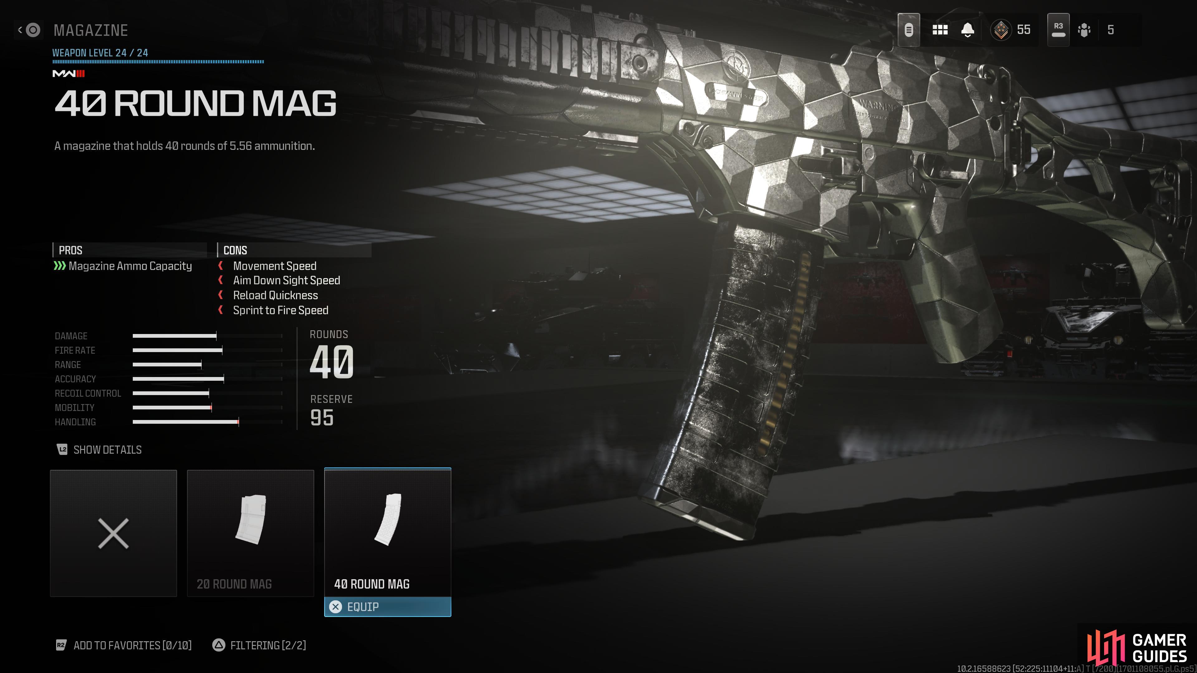 Equip the 40 round mag to help with the scoring three kills in one magazine