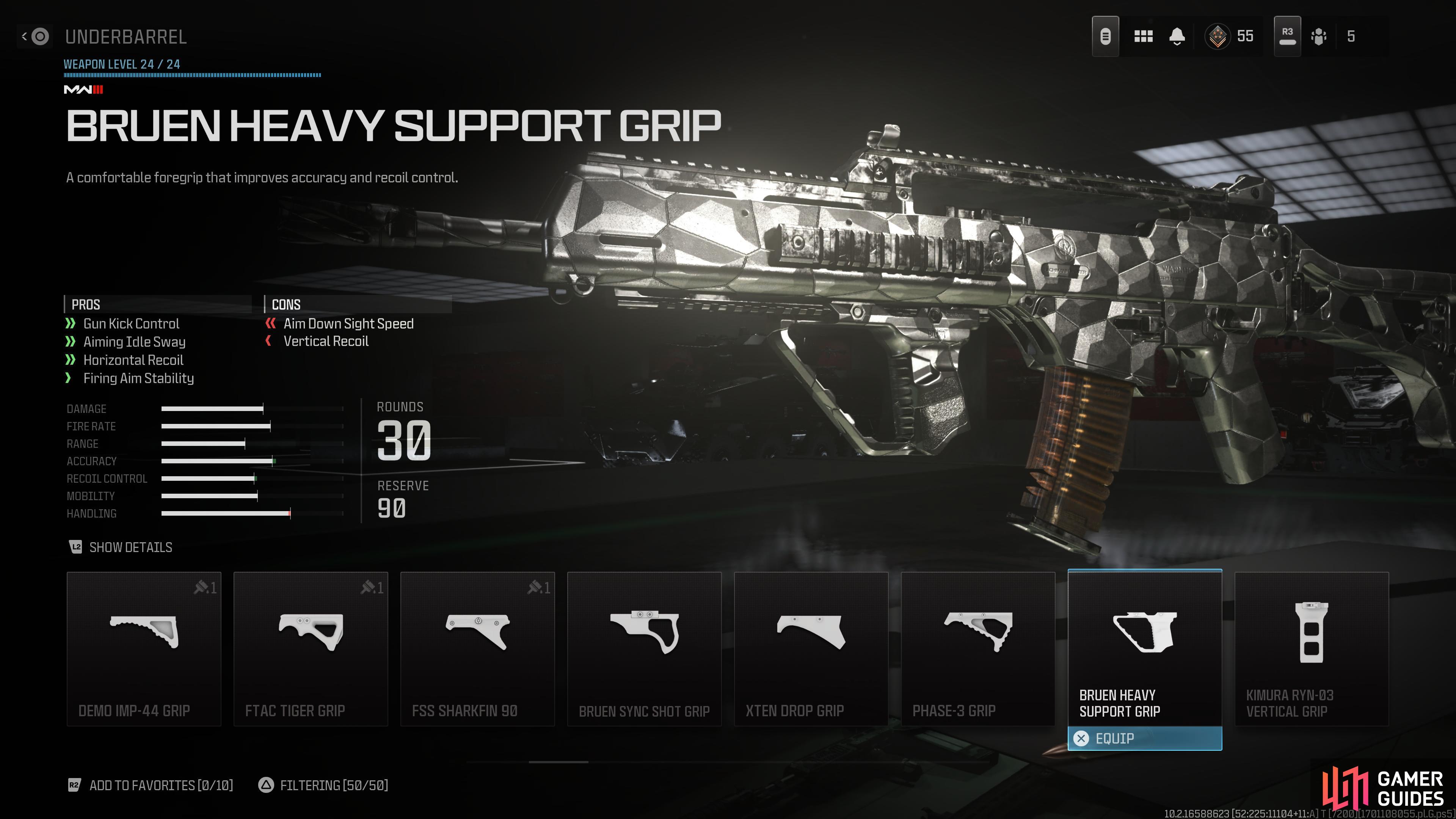 while the bruen heavy support grip is the best underbarrel for the weapon.