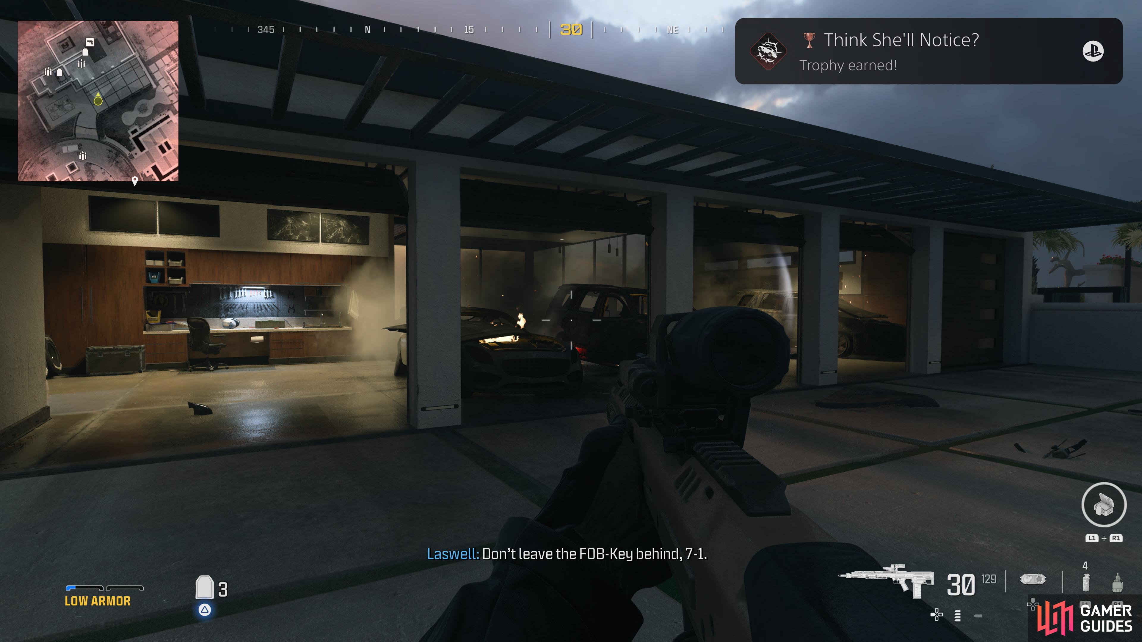 and destroy all the vehicles inside the garage to unlock the trophy/achievement.