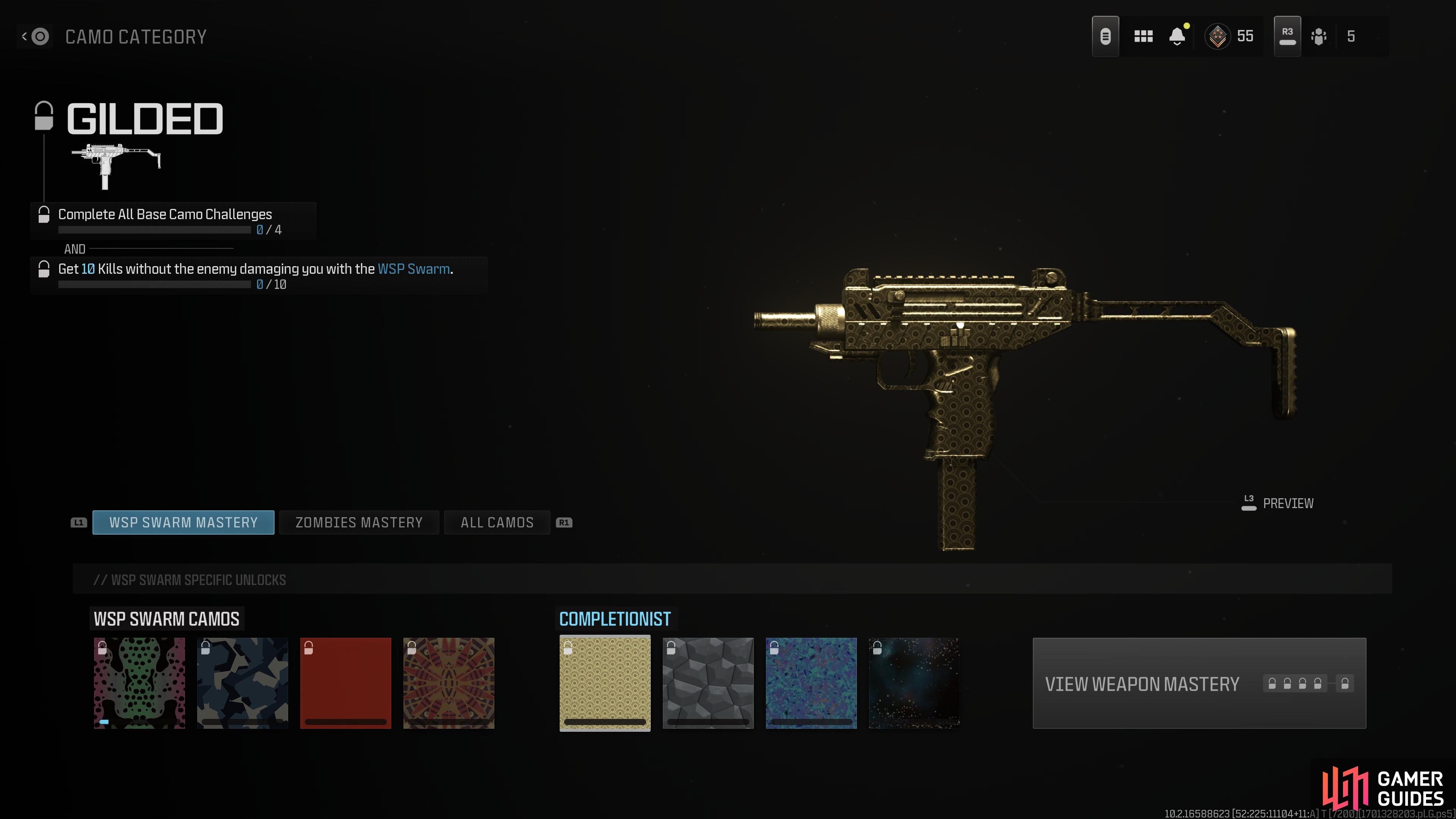 The Gilded Camo for the WSP Swarm SMG can be tough to get in MW3.