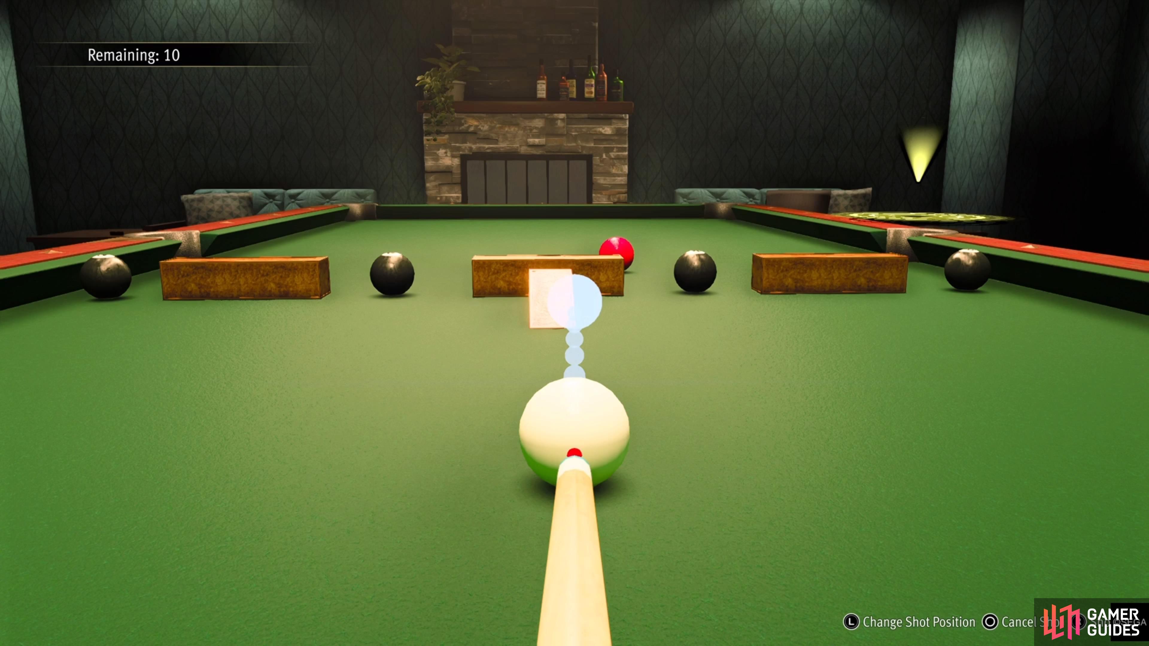 It's a bit finicky, but this is where you should be aiming the cue ball.
