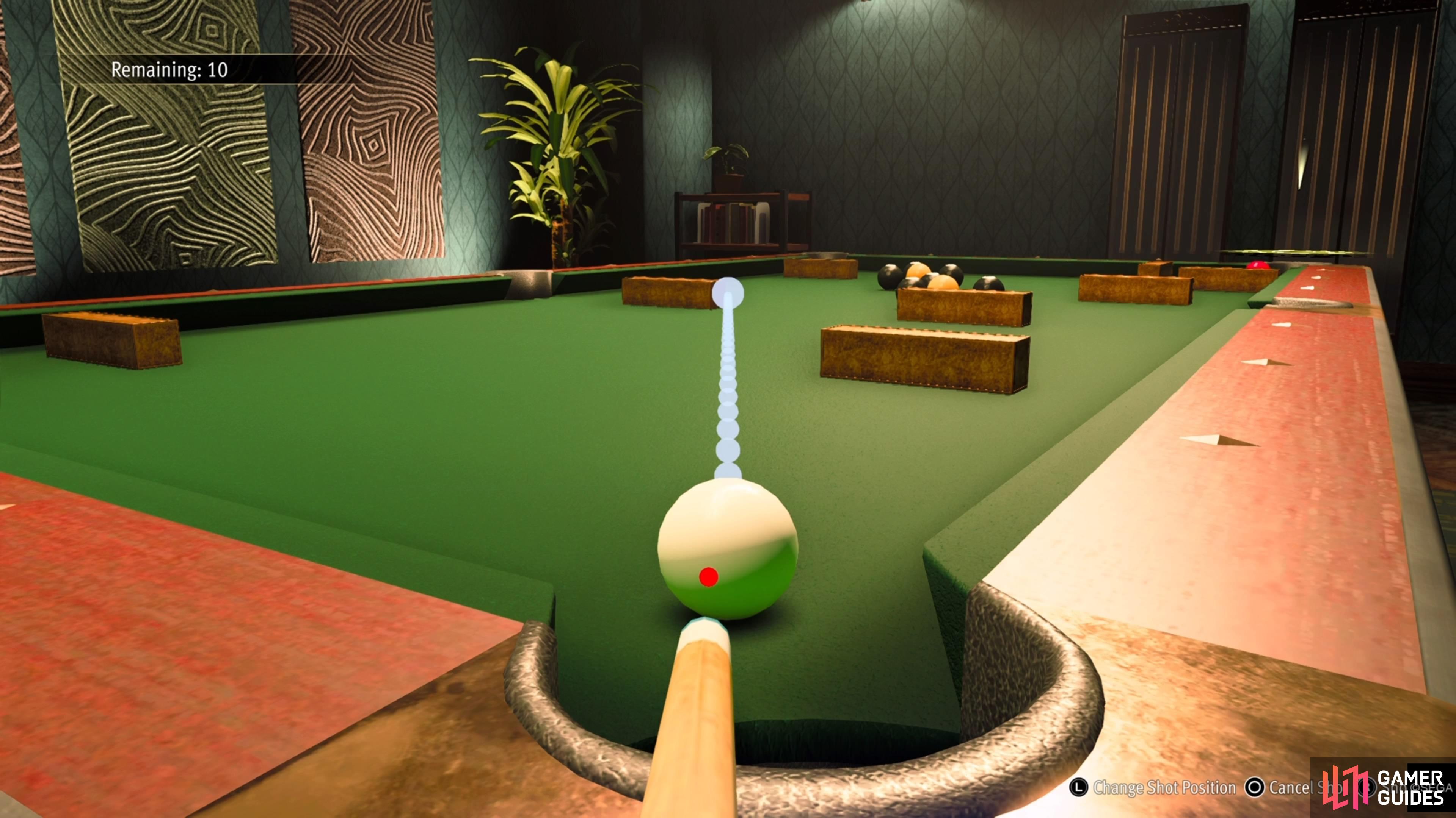 Use the left stick to move the red dot on the ball to about here for the shot.