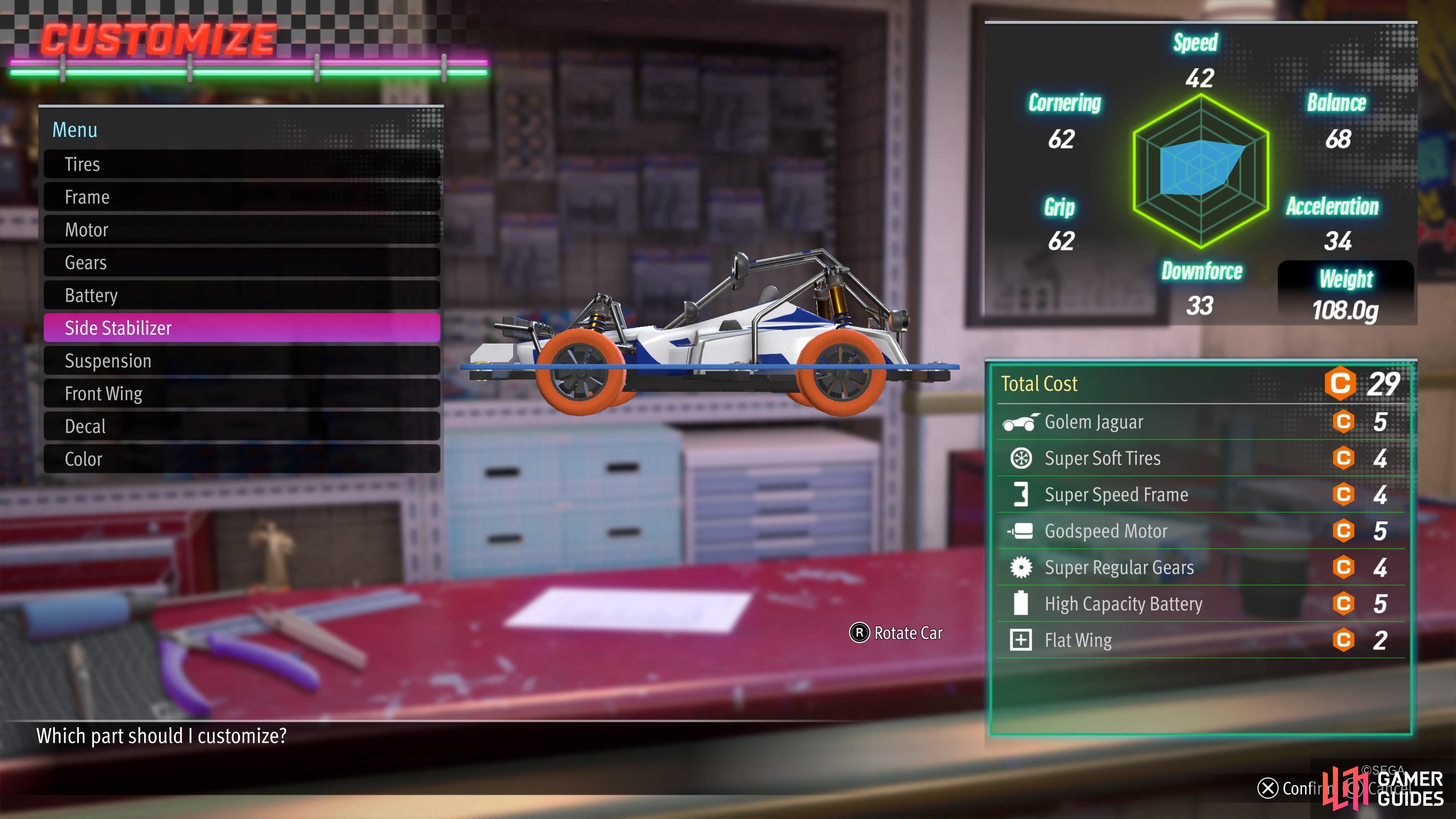 Finding the right customizations for each race is the biggest trouble with this minigame.