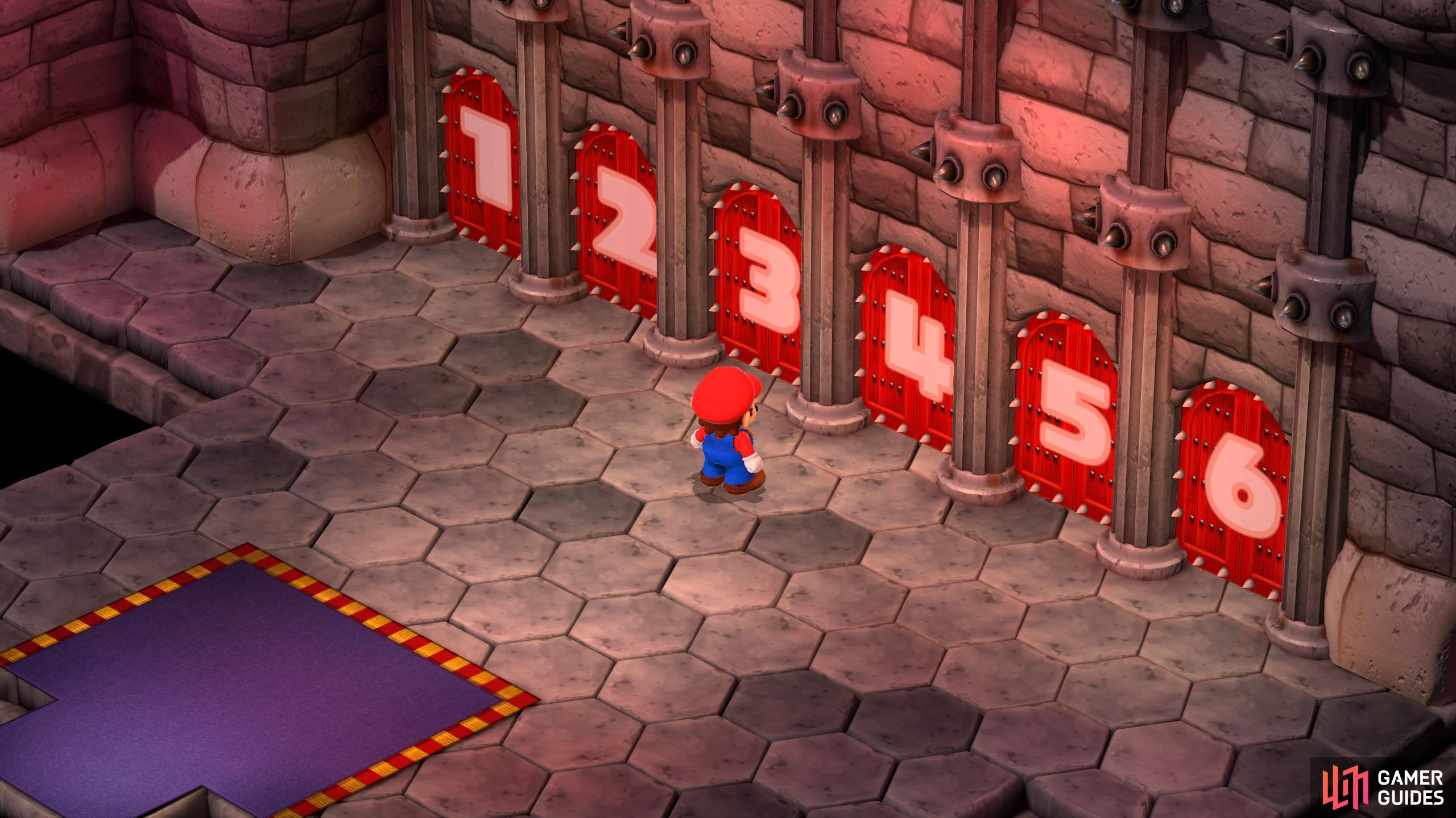 In Bowser's Keep, there are six doors, all with puzzles, battles, or platforming. Four of these doors reward you with a weapon.