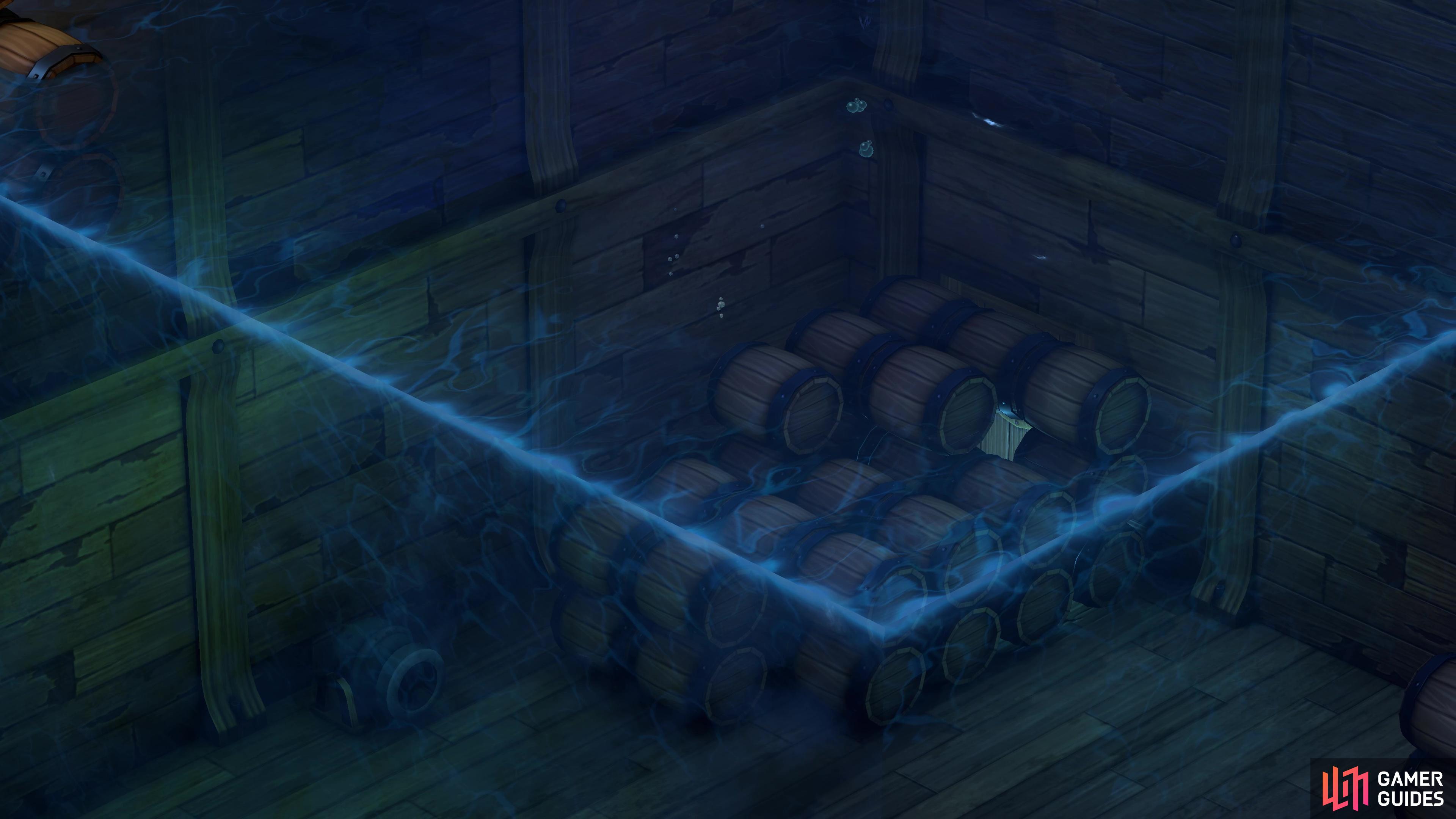 Head to the Sunken Ship and go behind these barrels