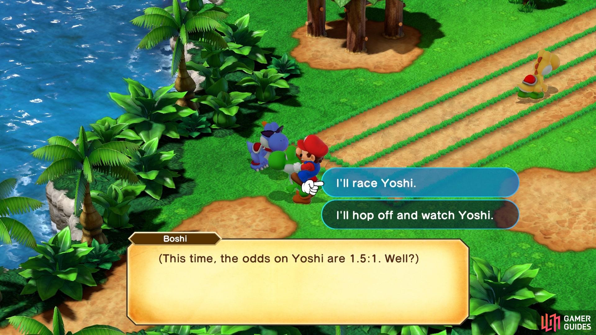 You can challenge Boshi at any time while actively riding Yoshi.
