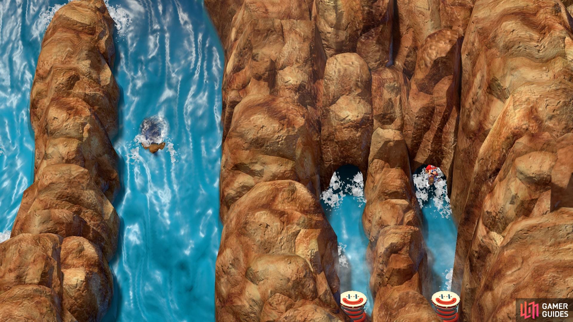You will come out of the caves using a connected hole on the side of the waterfall.