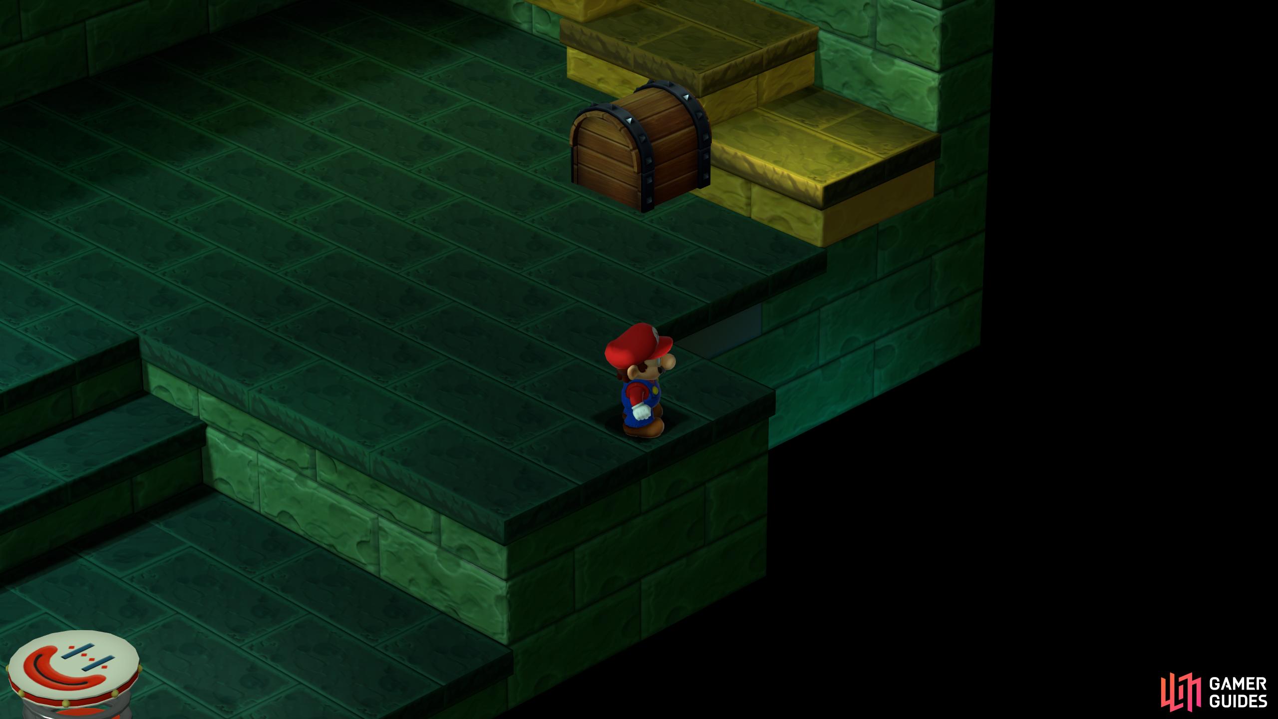 Hidden Treasure 2: Jump up the ledge to the east, and jump up when you reach the third block for the treasure.