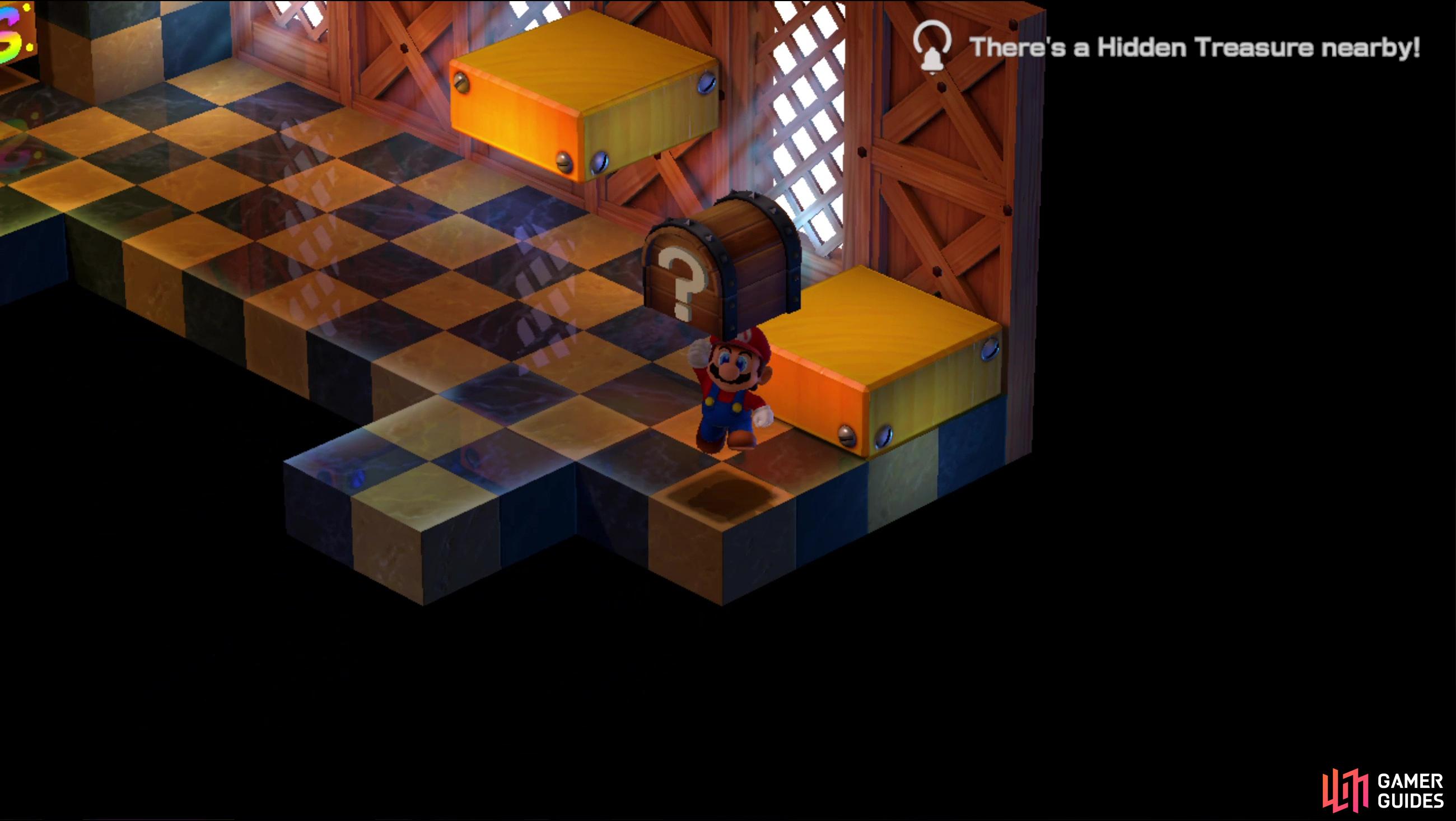 Finally, jump in the southern corner of the room to score the final hidden treasure in this area to score a Mushroom.