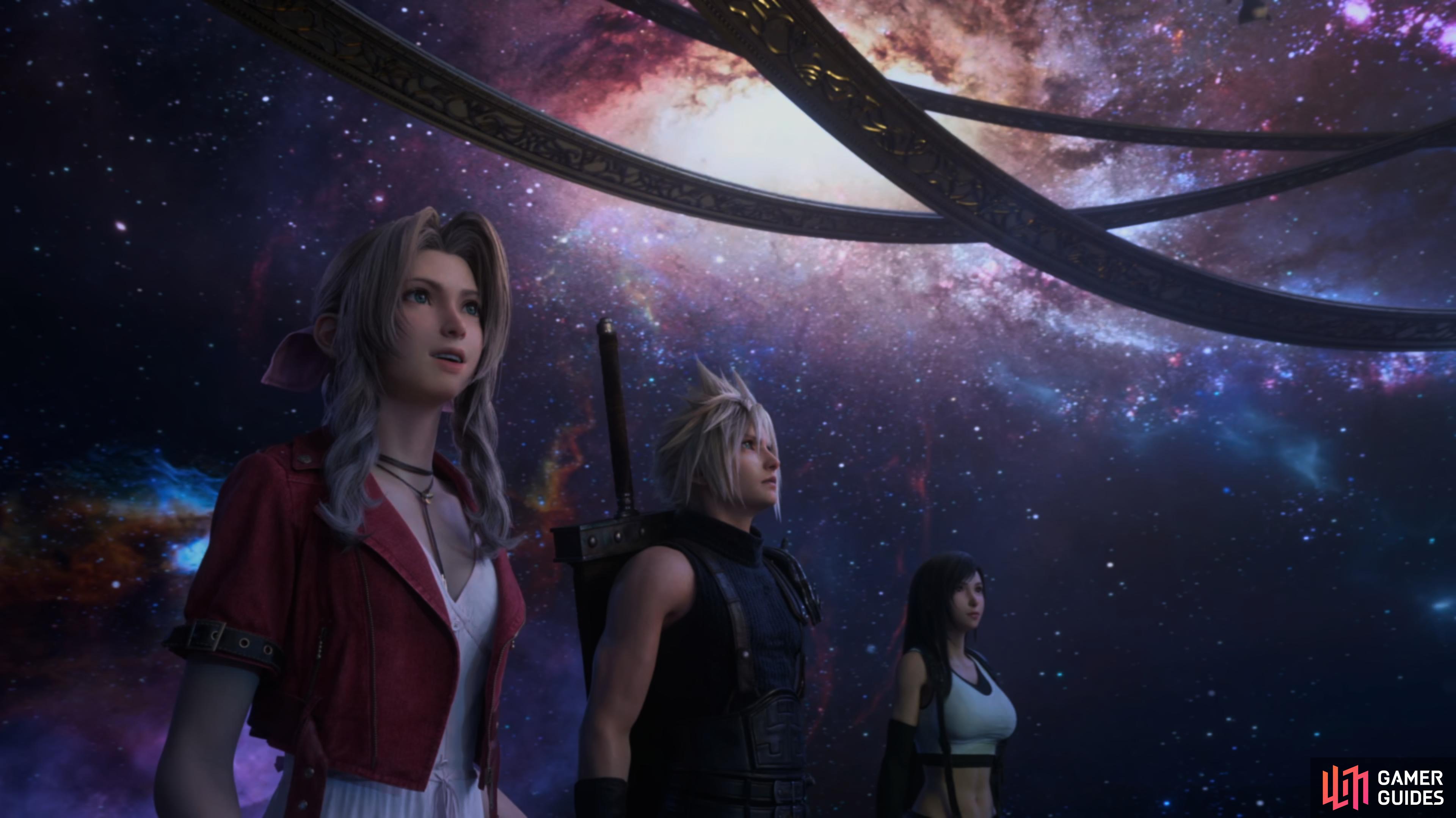 Aerith, Cloud and Tifa take an interesting lesson.