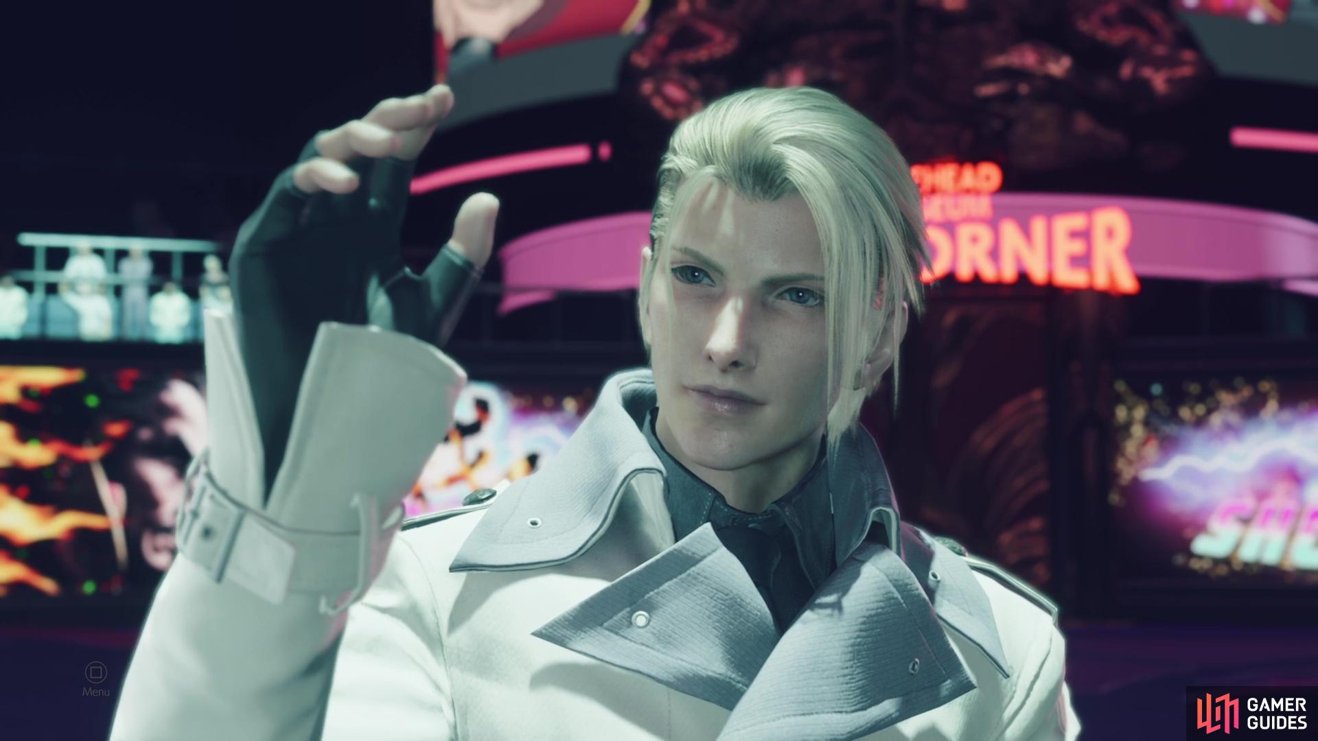 President Shinra appears after you defeat Elena and Rude, challenging Cloud to a one-on-one battle.