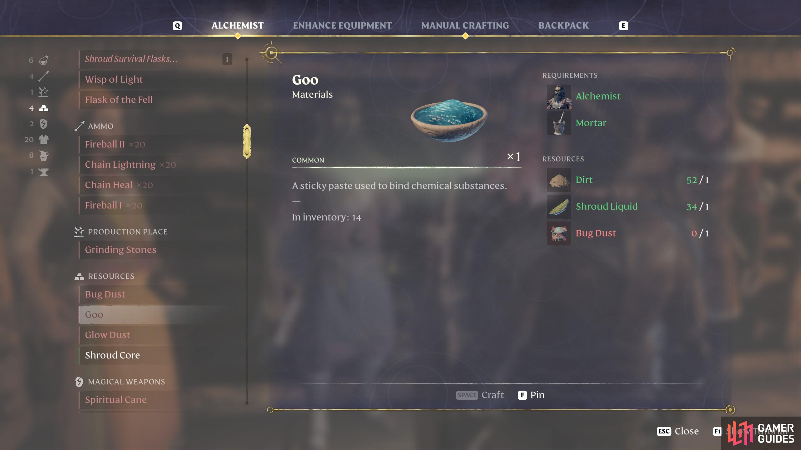 A guide on how to unlock the Goo recipe in Enshrouded and what it is used for.