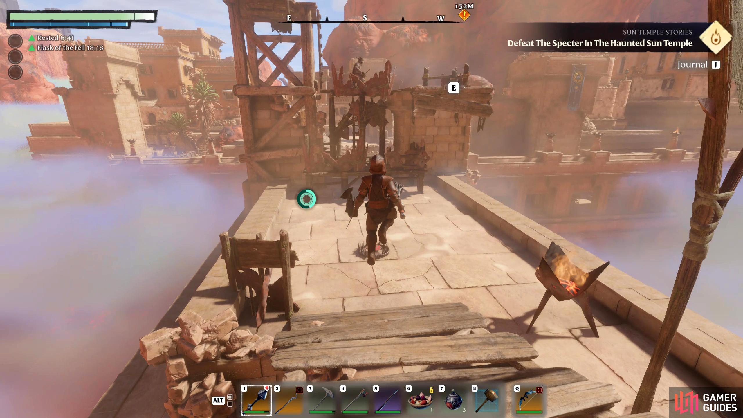 Run past the enemies, grapple over the barricade, and exit the bridge on the other side.