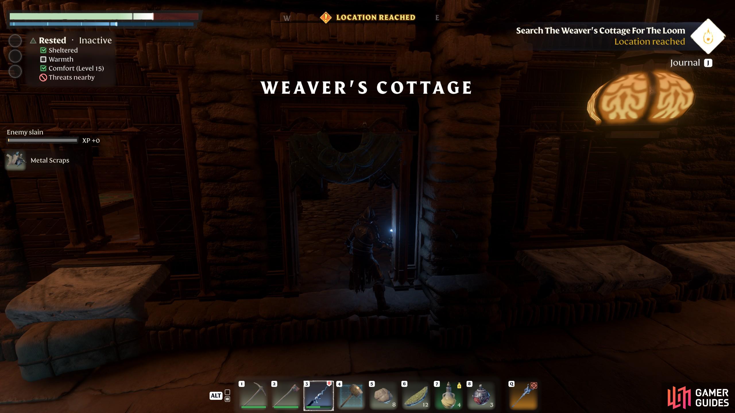 Once at the northern part of the East Lapis town, head inside the building known as Weaver's Cottage.