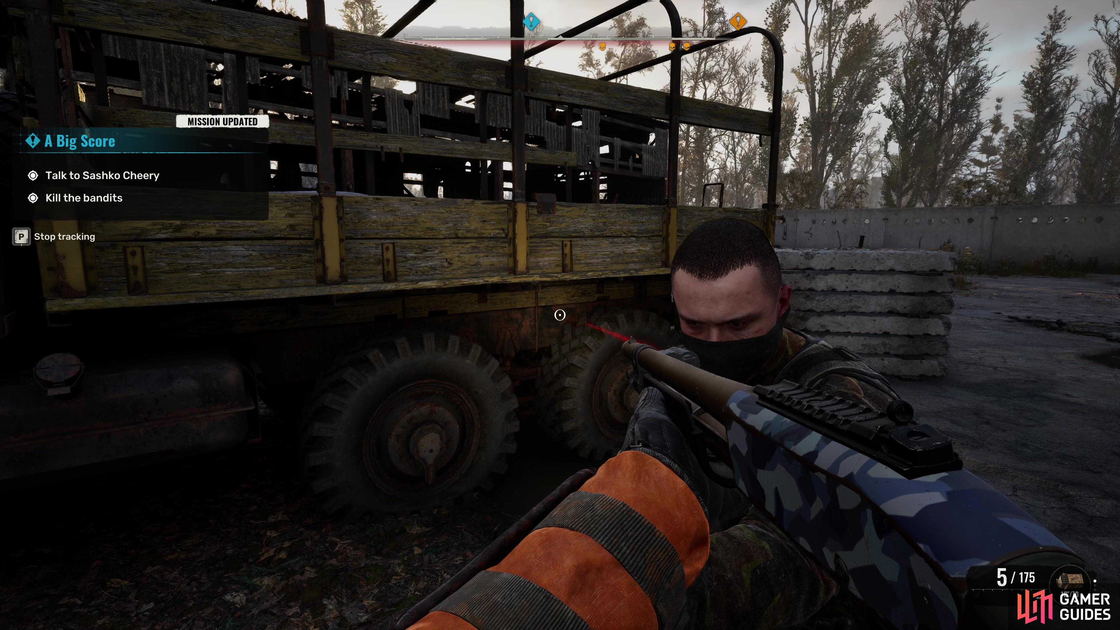 Shoot the initial Bandit with a Shotgun and then run for cover.