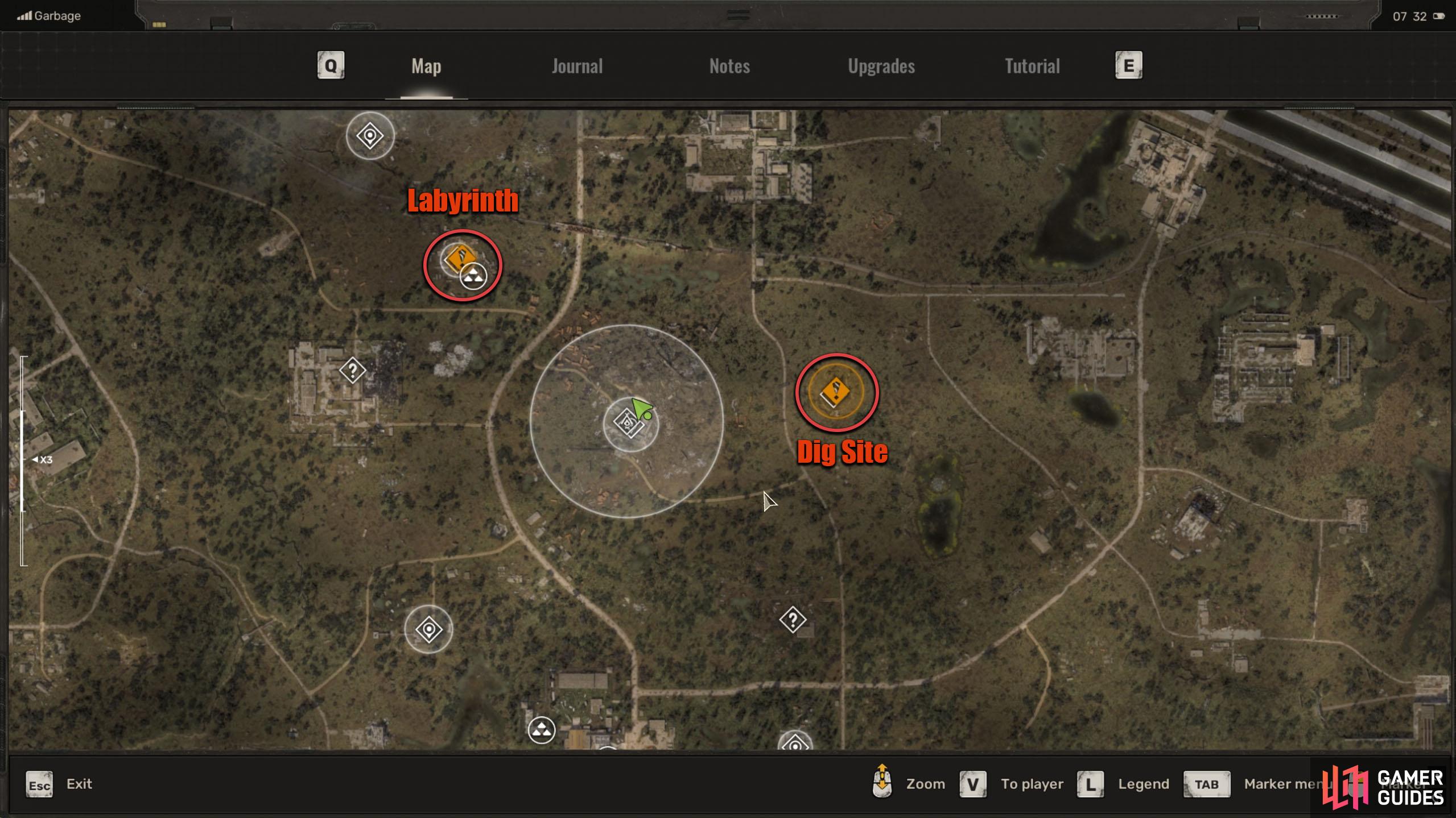 Your next objective wants you to head to either the Dig Site or the Labyrinth.