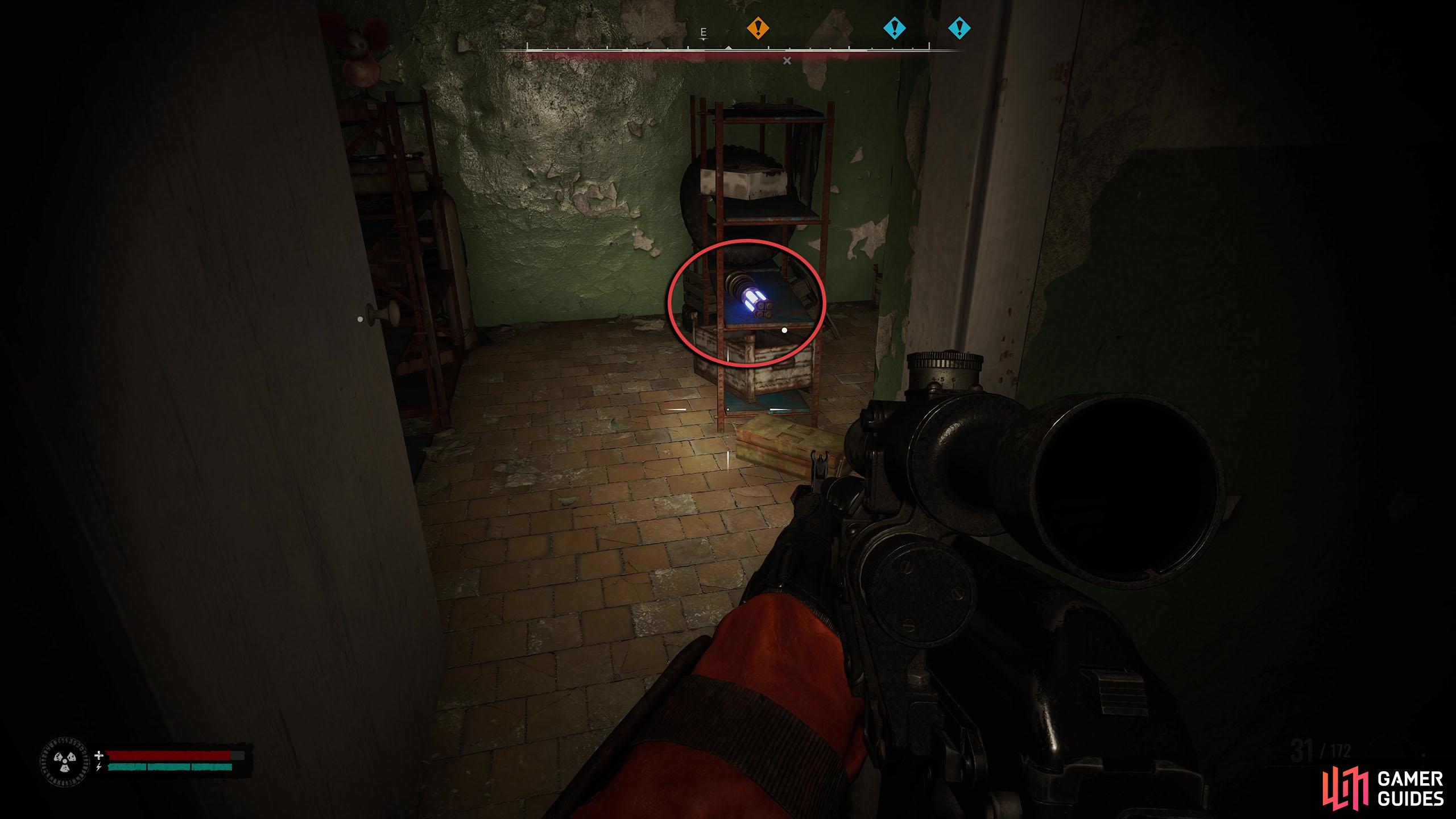 The Inductor will be in the store room to the left of the stash.