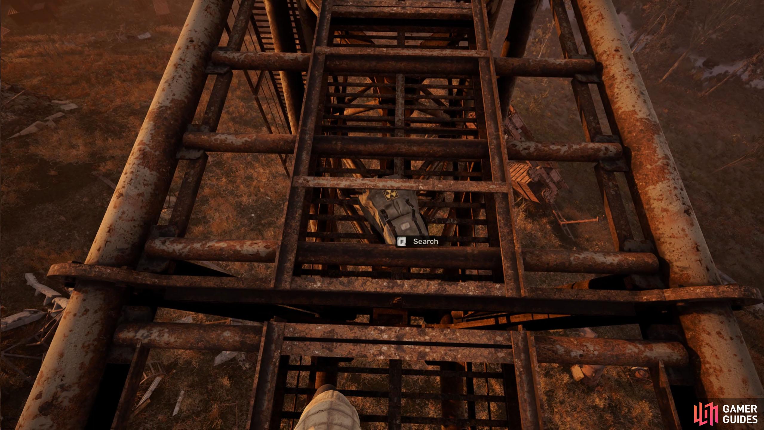 After the scene, walk toward the end of the crane and search the floor for Nestor’s stash.