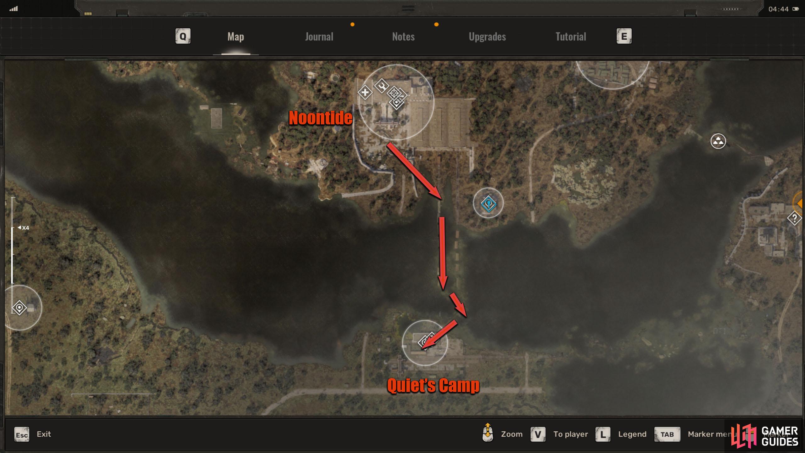 Quiet’s Camp can be found south of Noontide.