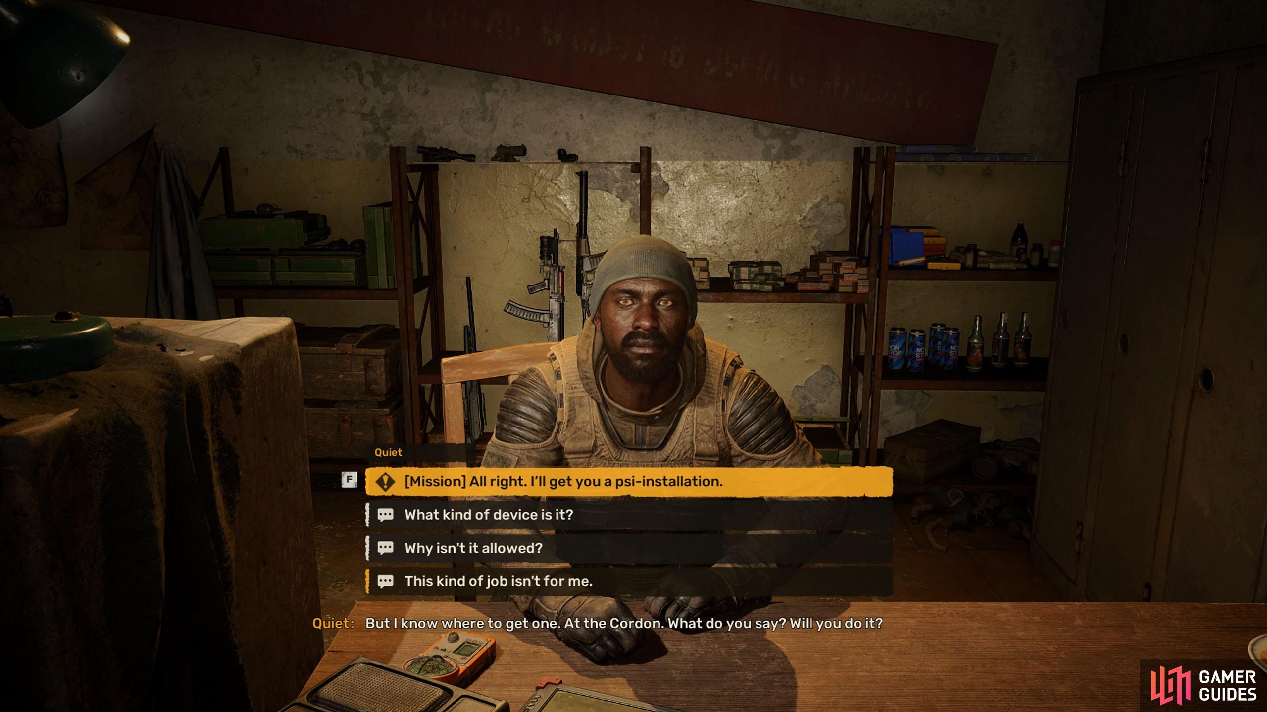Inside, you’ll find Quiet, who’ll give you the mission.