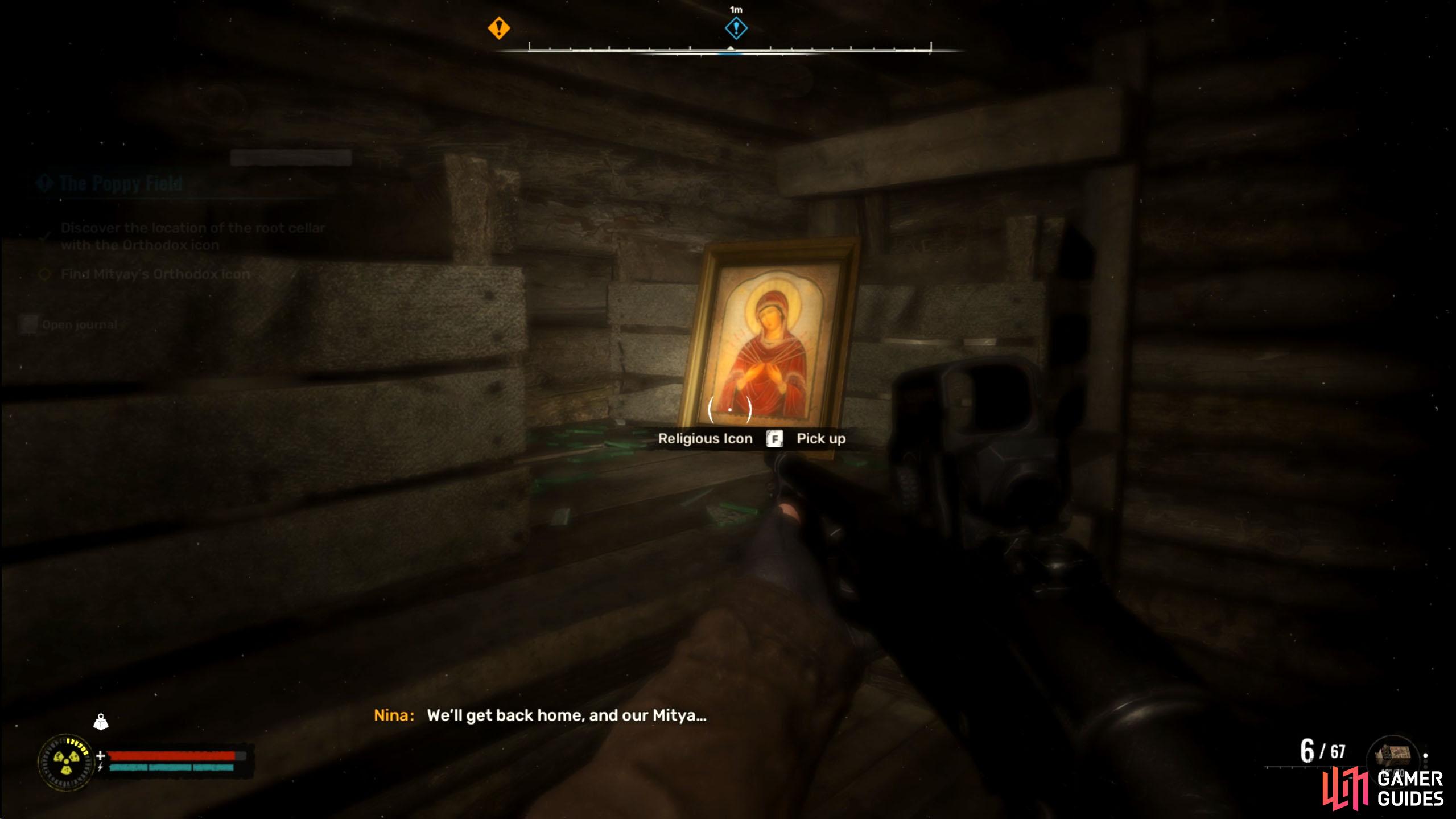 Inside, you’ll find the Religious Icon on the shelf.