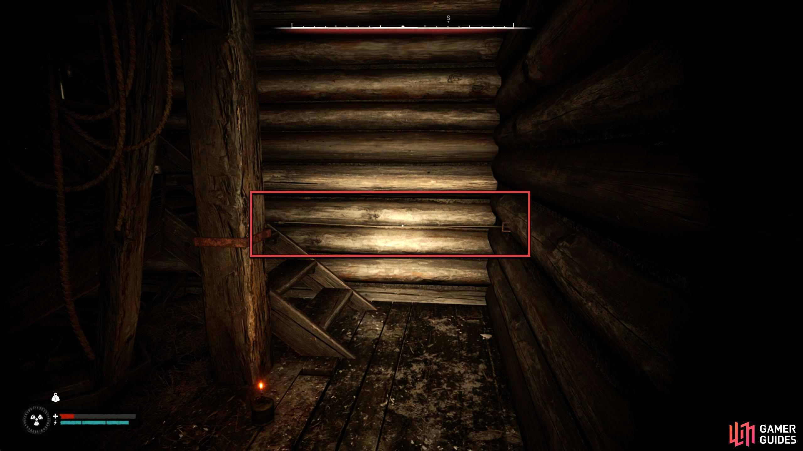 The second trap is found on the post near the second set of stairs.